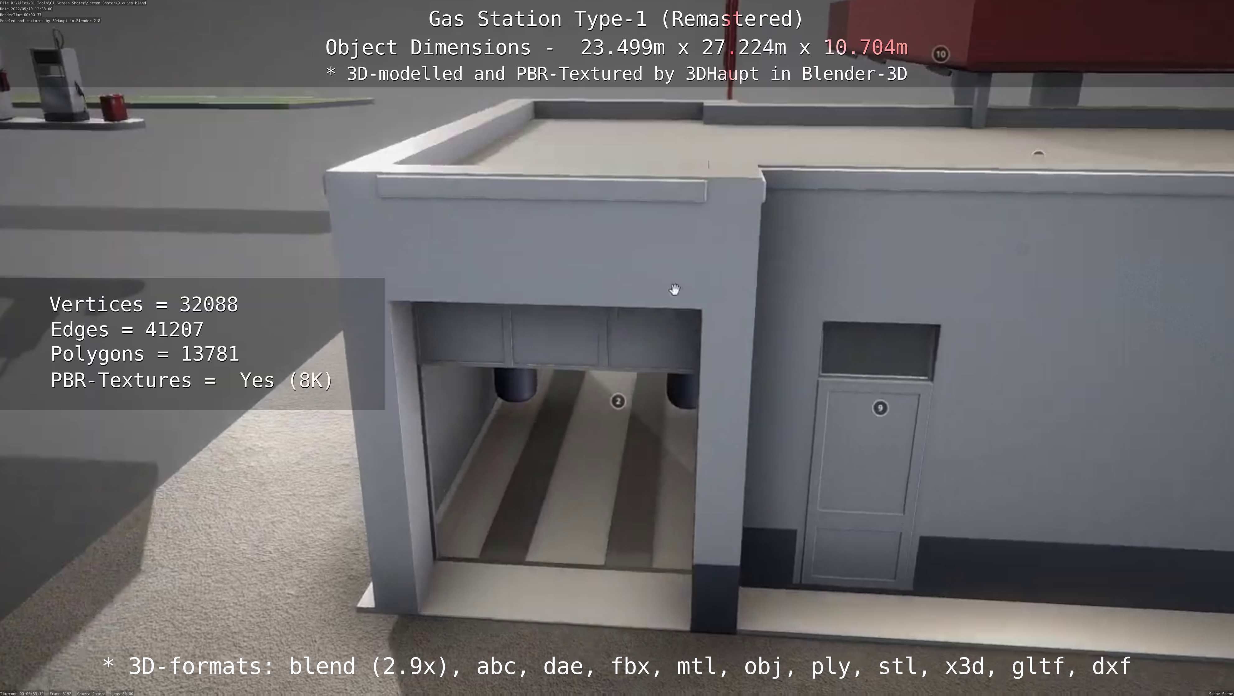 Gas Station Type-1 Remastered Low-poly 3D model_59