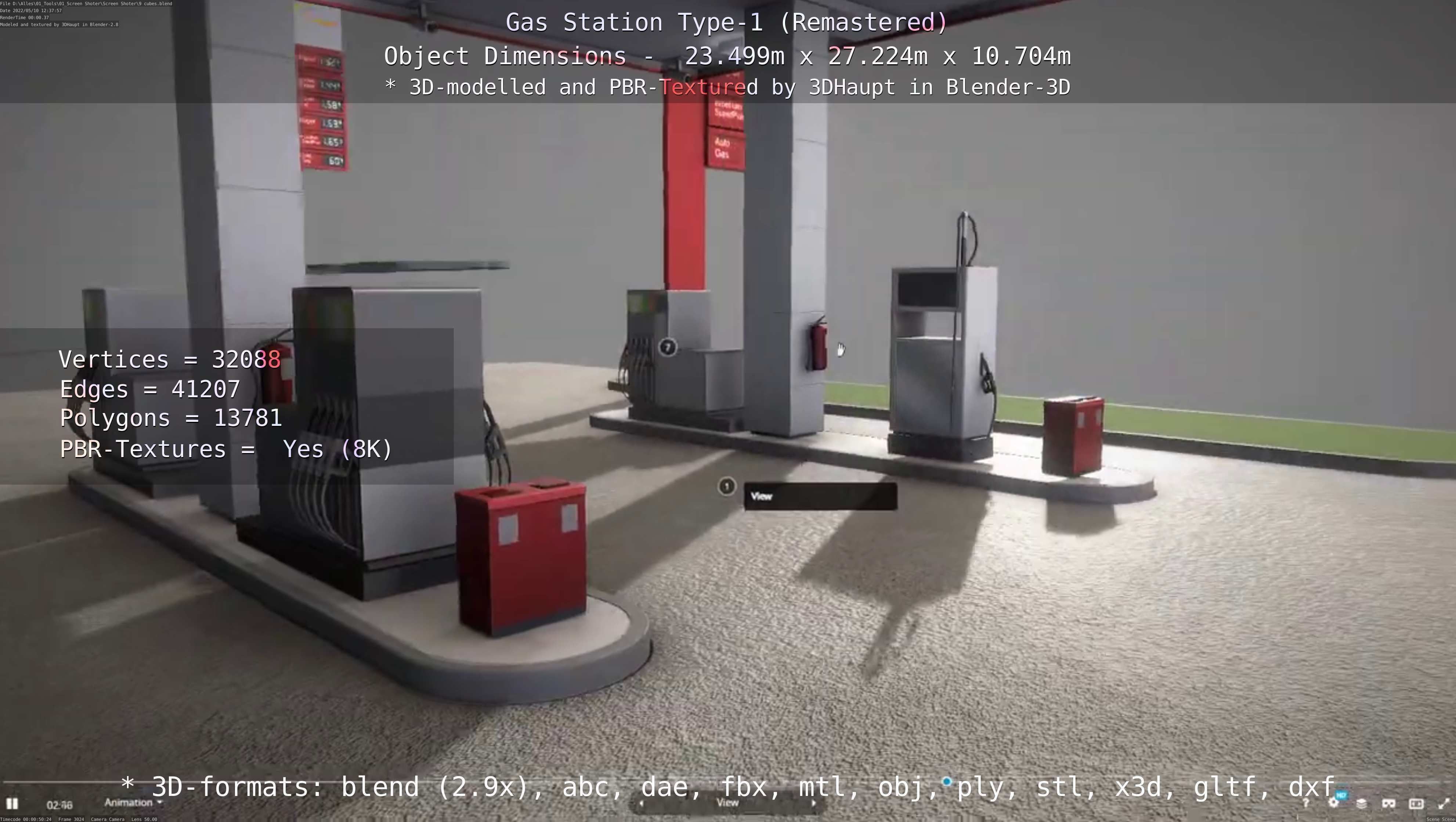 Gas Station Type-1 Remastered Low-poly 3D model_96