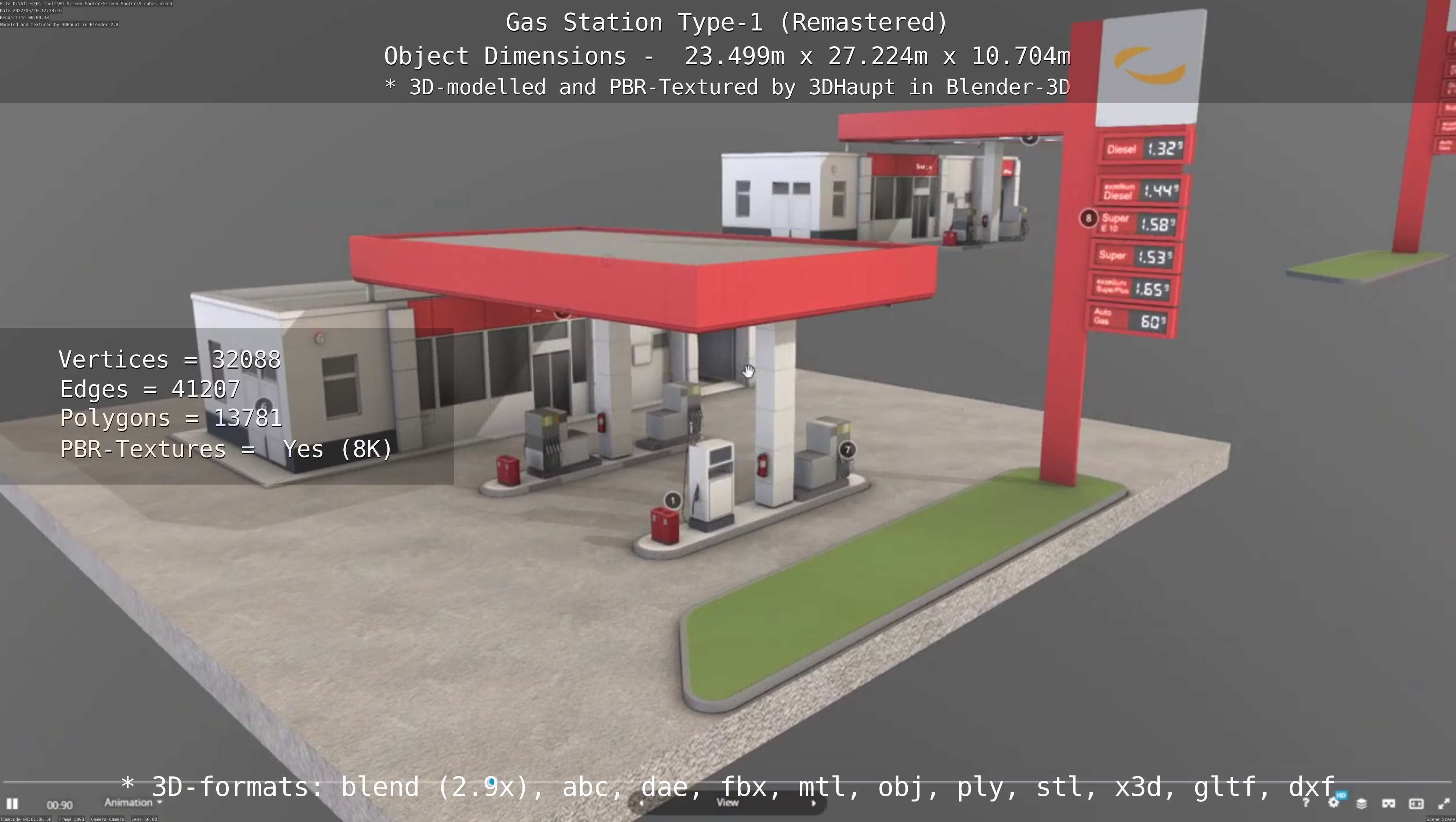 Gas Station Type-1 Remastered Low-poly 3D model_102