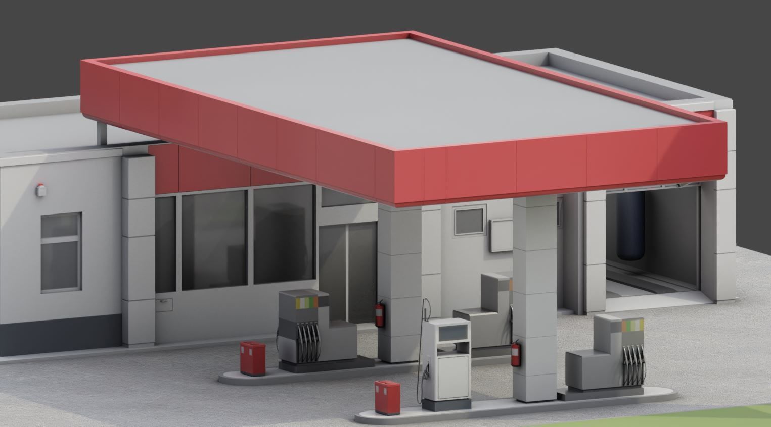 Gas Station Type-1 Remastered Low-poly 3D model_2
