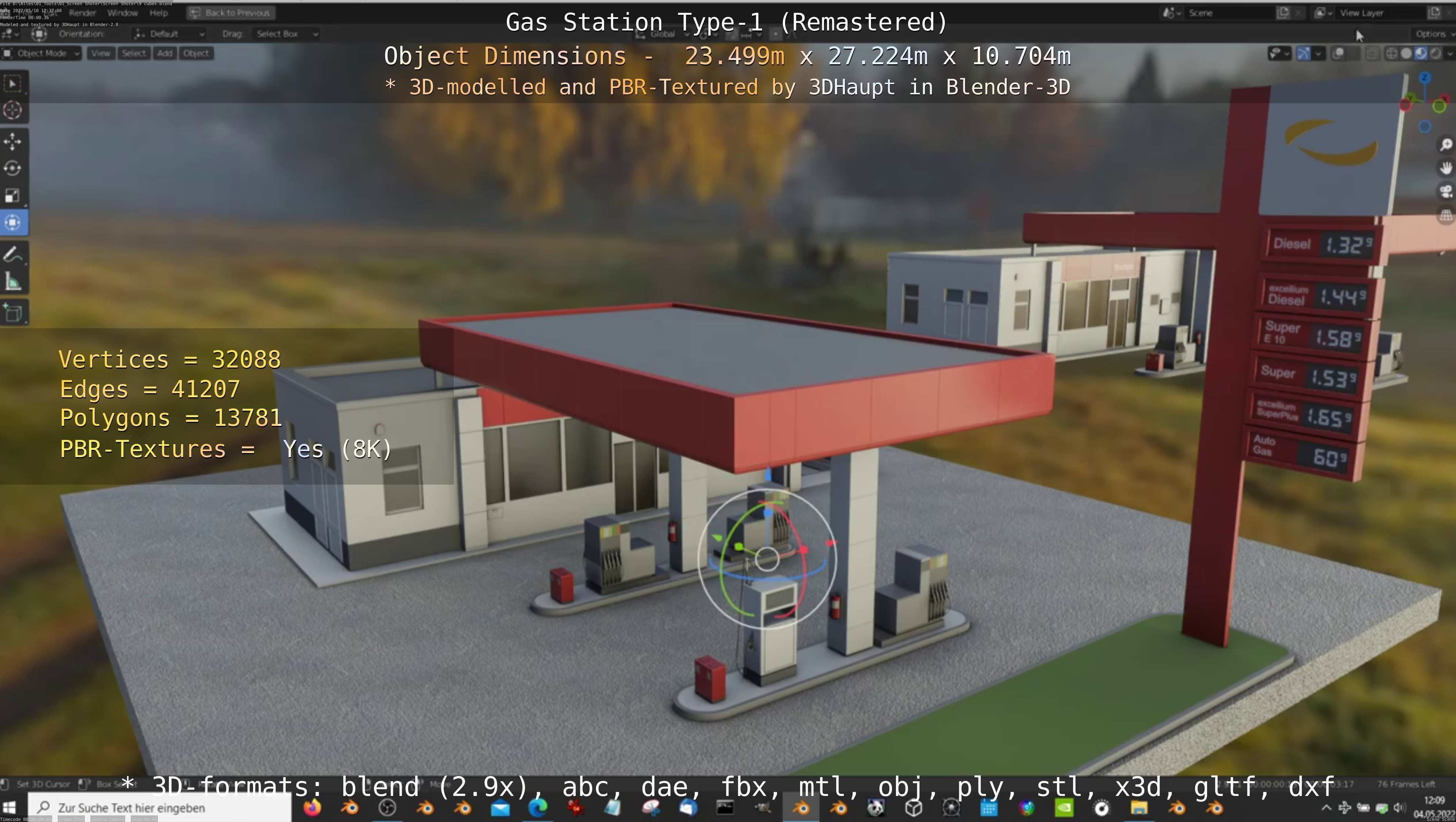 Gas Station Type-1 Remastered Low-poly 3D model_71