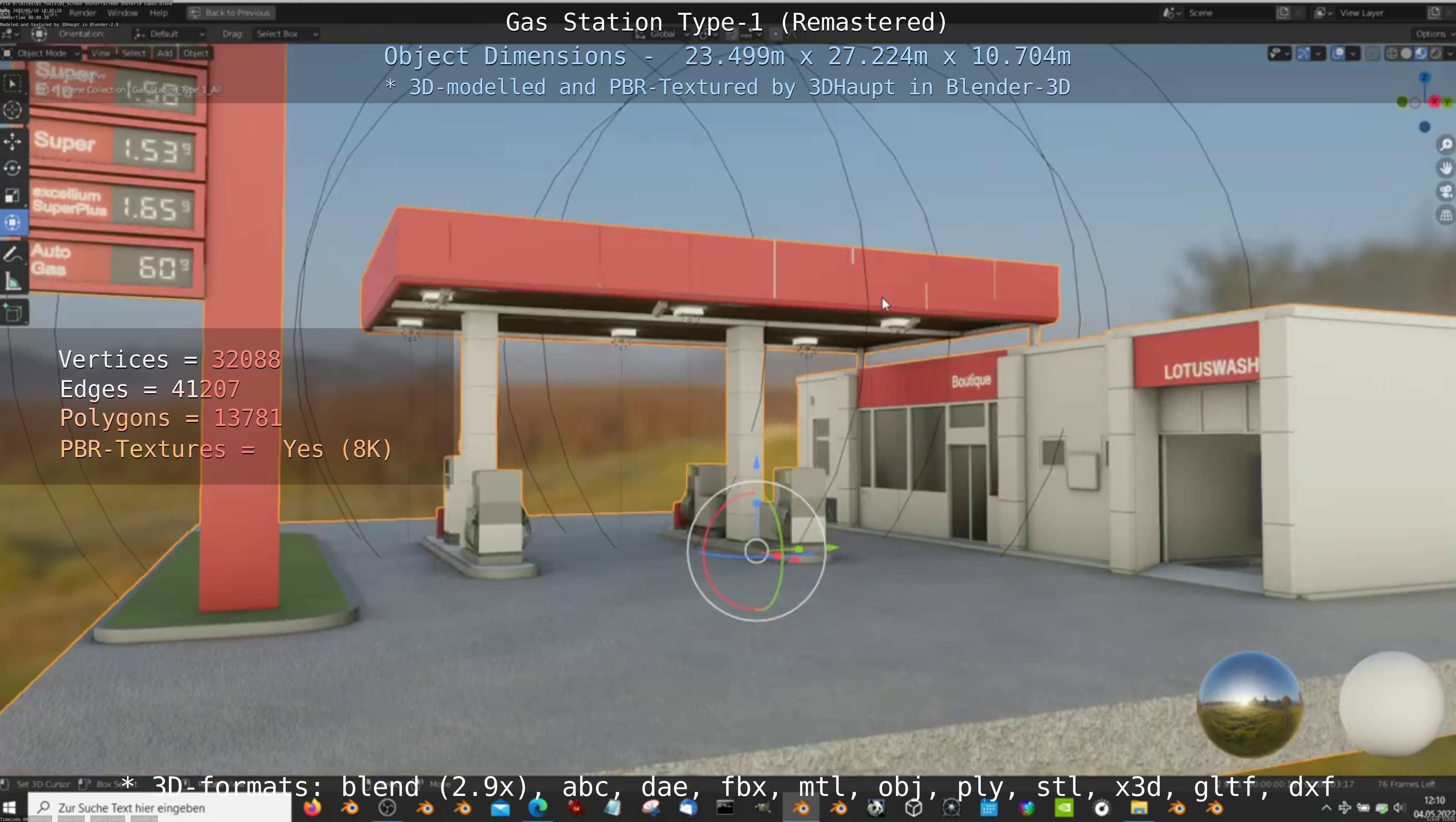 Gas Station Type-1 Remastered Low-poly 3D model_32