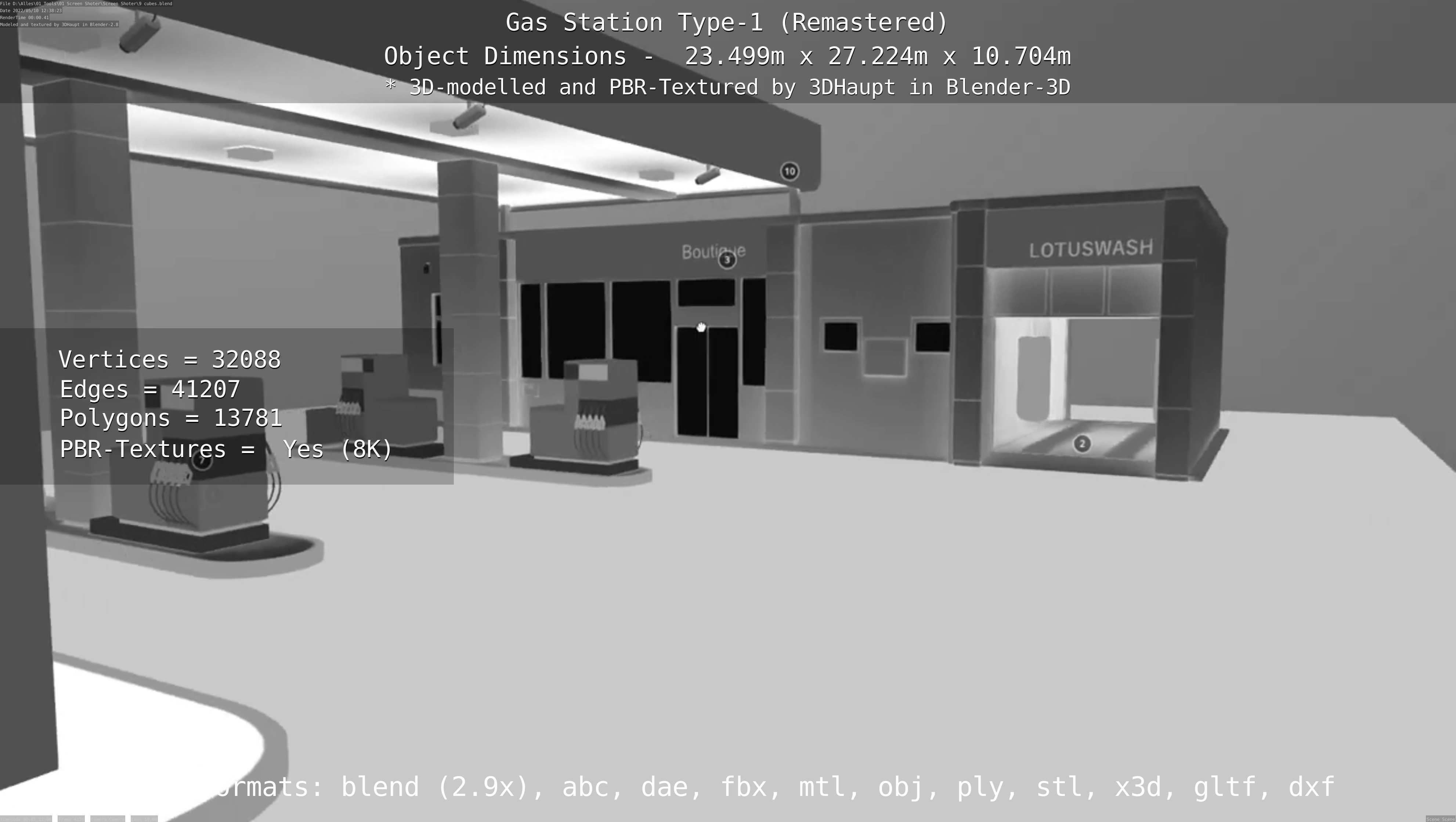 Gas Station Type-1 Remastered Low-poly 3D model_107