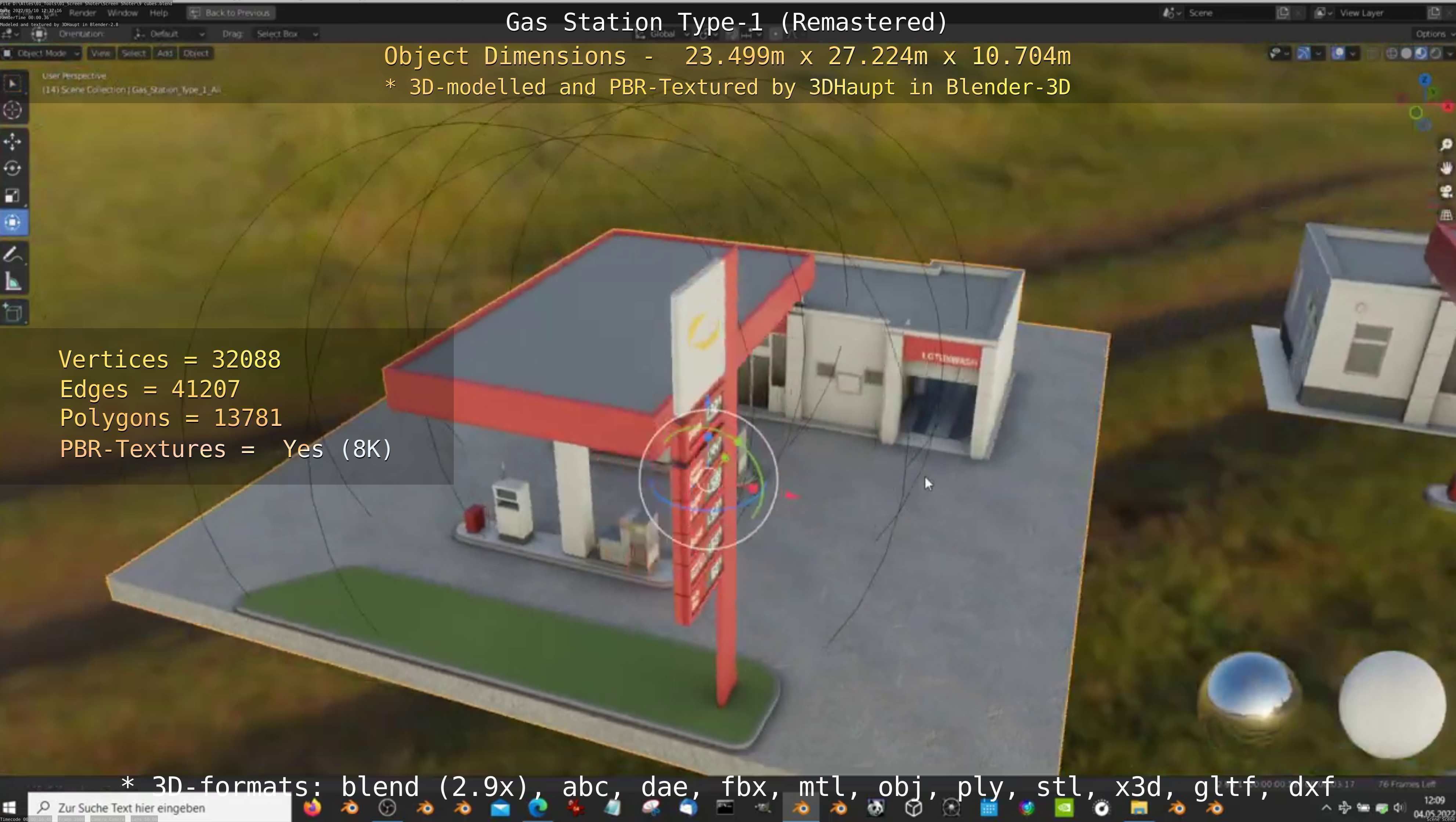 Gas Station Type-1 Remastered Low-poly 3D model_84