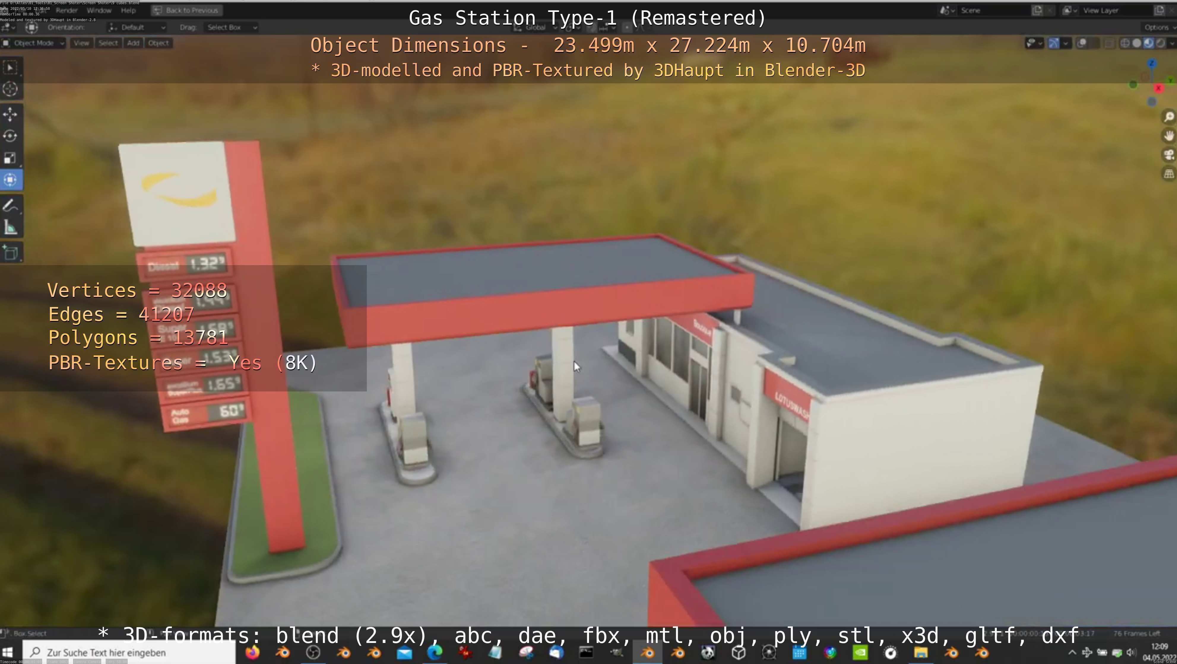 Gas Station Type-1 Remastered Low-poly 3D model_45