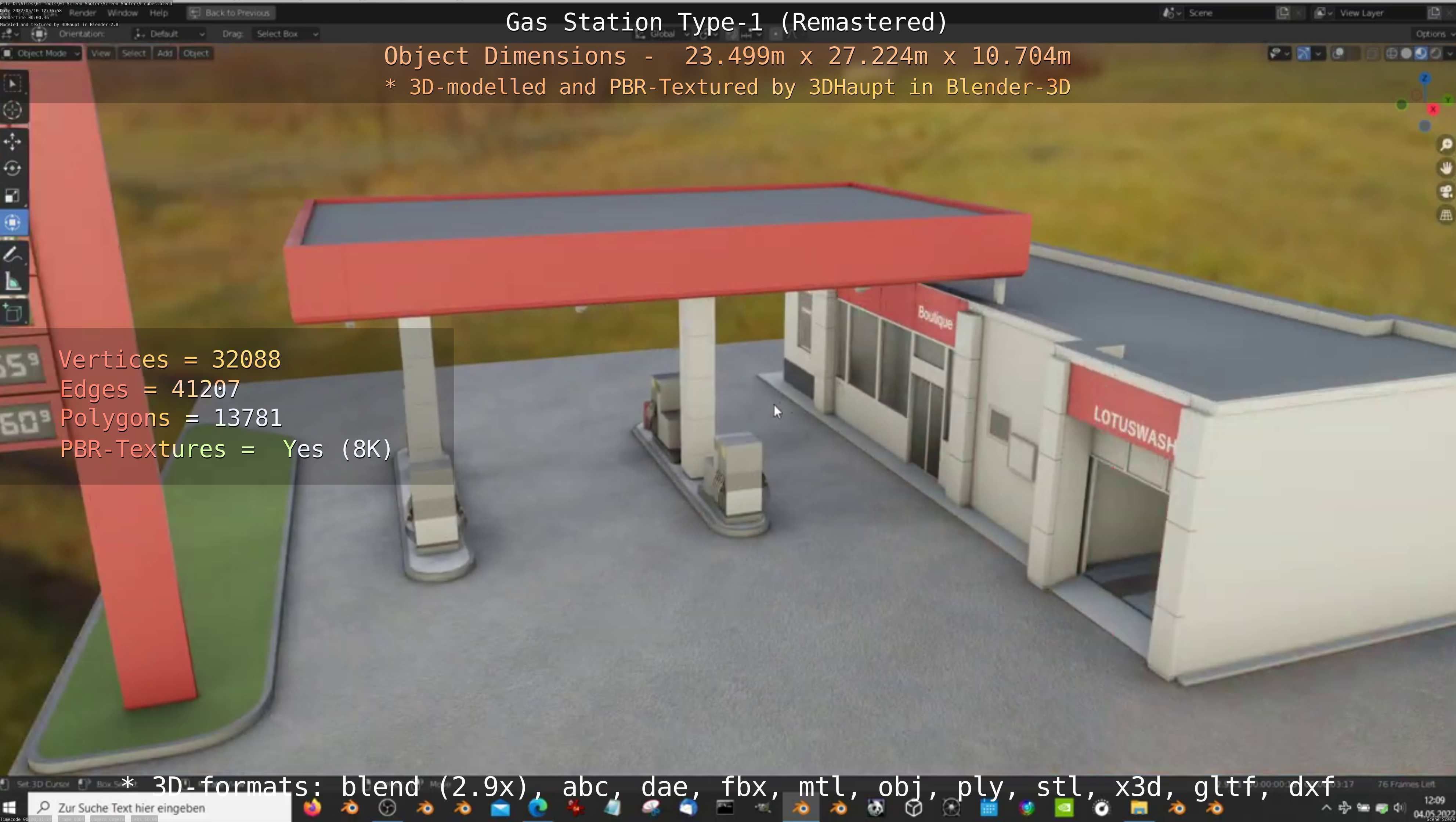 Gas Station Type-1 Remastered Low-poly 3D model_48