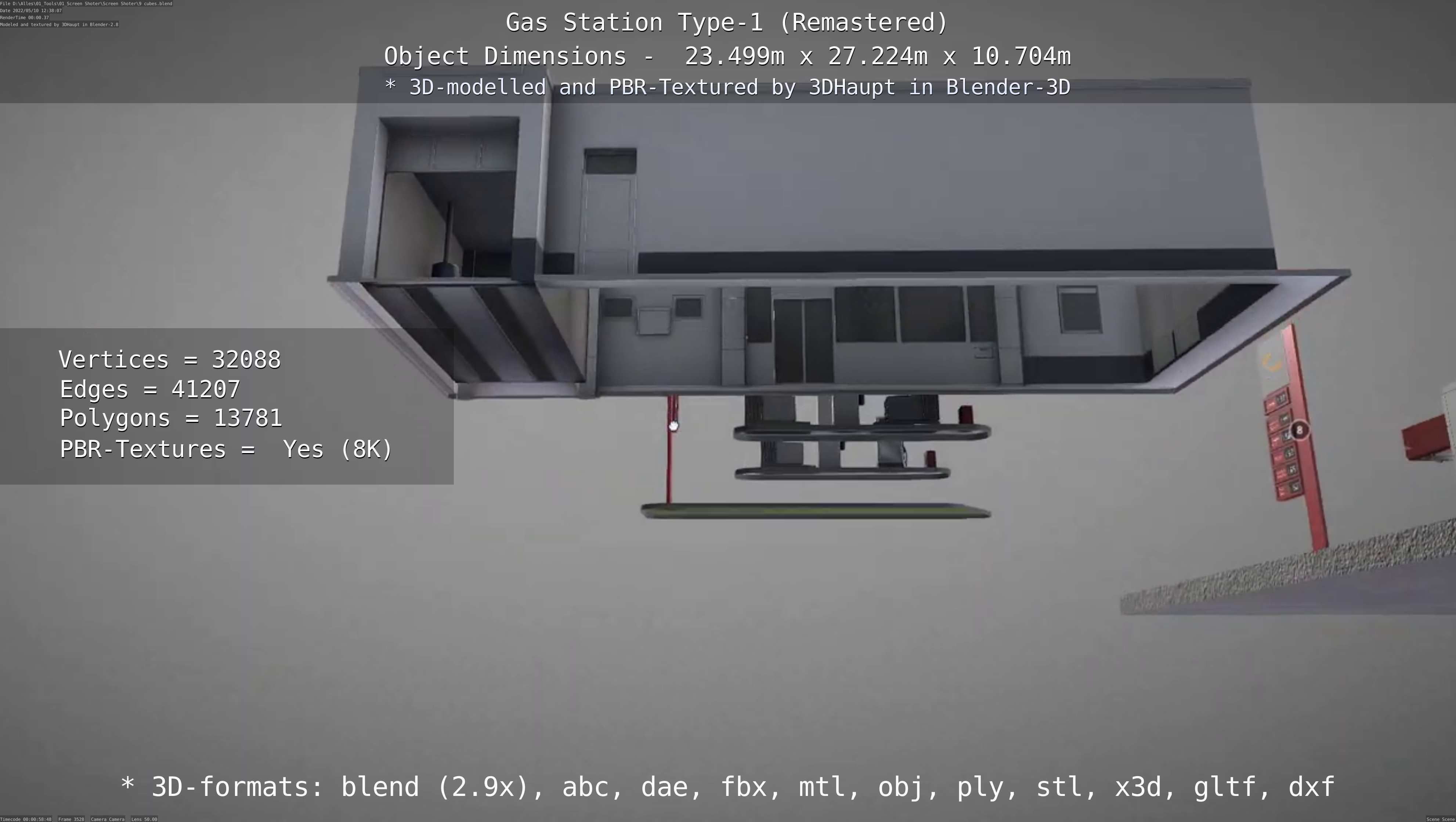 Gas Station Type-1 Remastered Low-poly 3D model_105