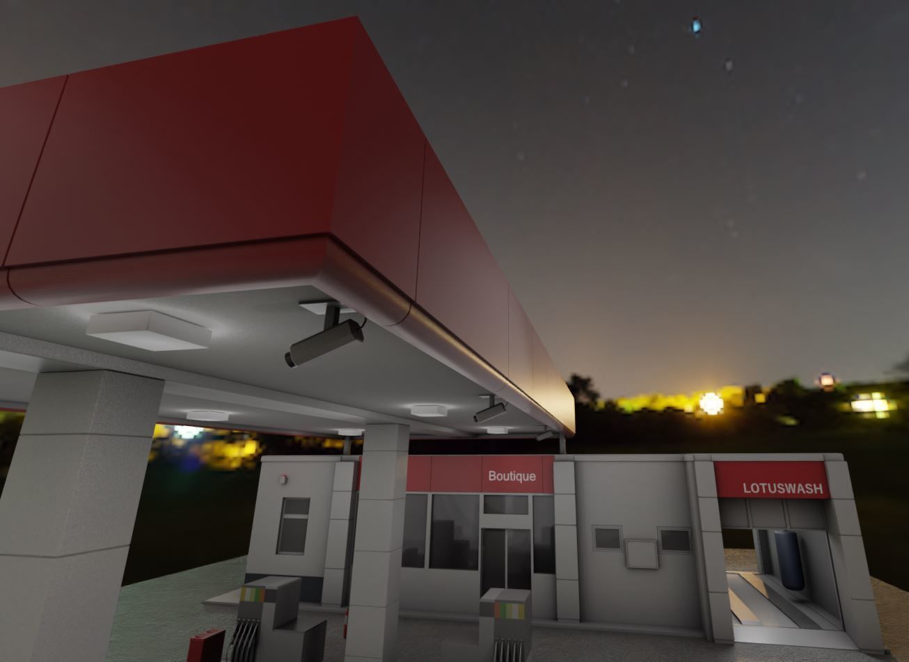 Gas Station Type-1 Remastered Low-poly 3D model_26