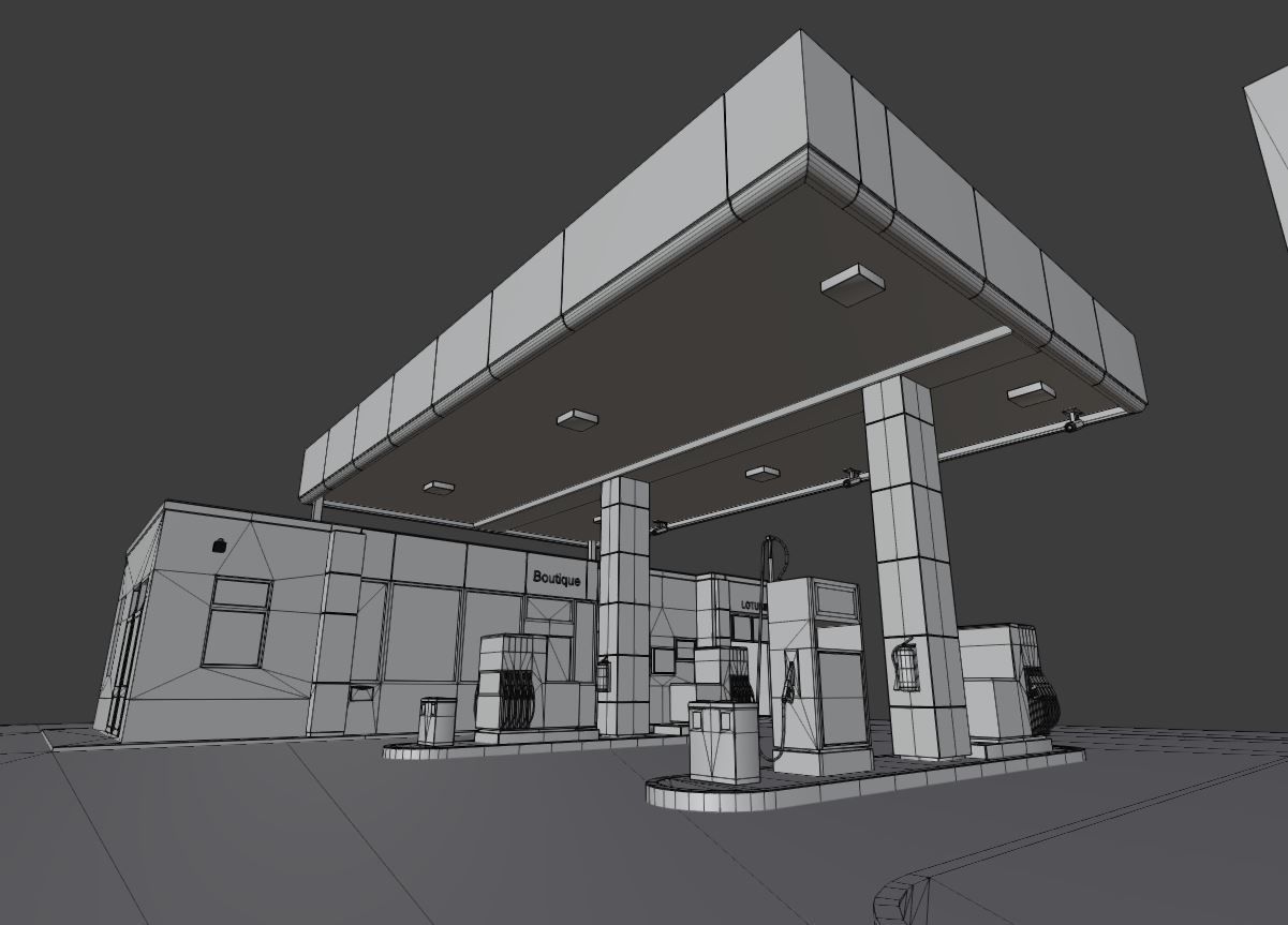 Gas Station Type-1 Remastered Low-poly 3D model_30
