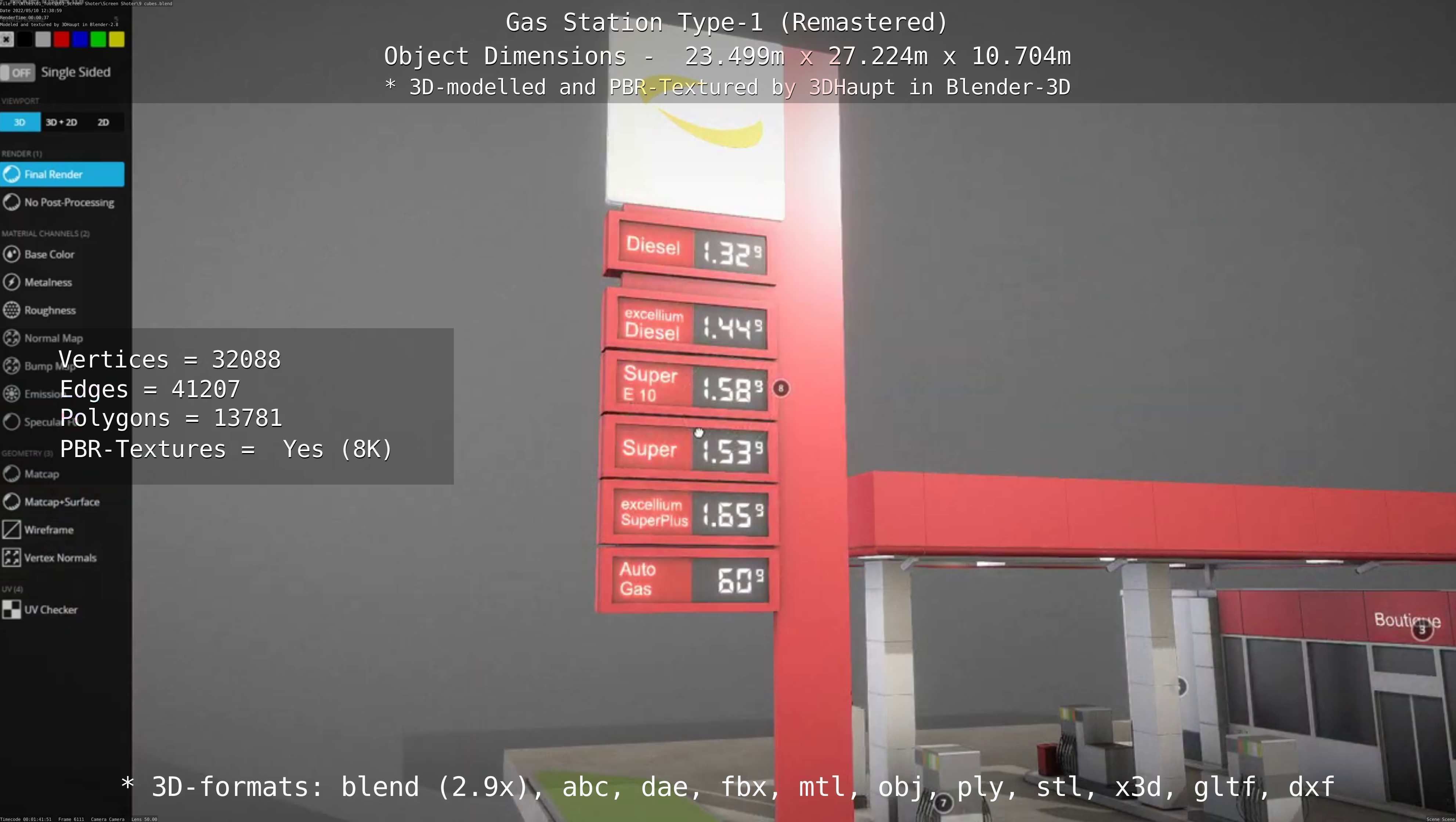 Gas Station Type-1 Remastered Low-poly 3D model_124
