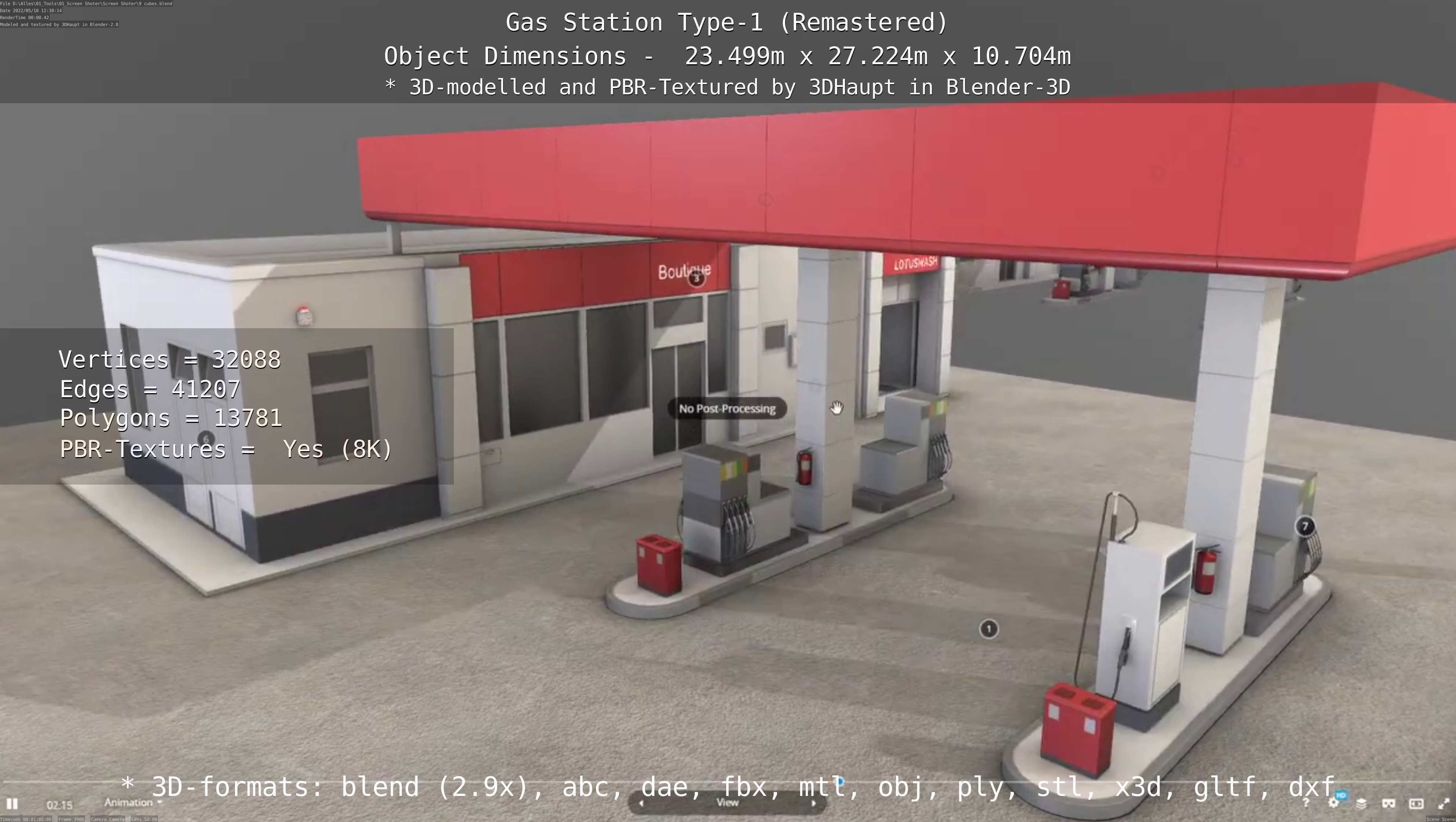 Gas Station Type-1 Remastered Low-poly 3D model_103