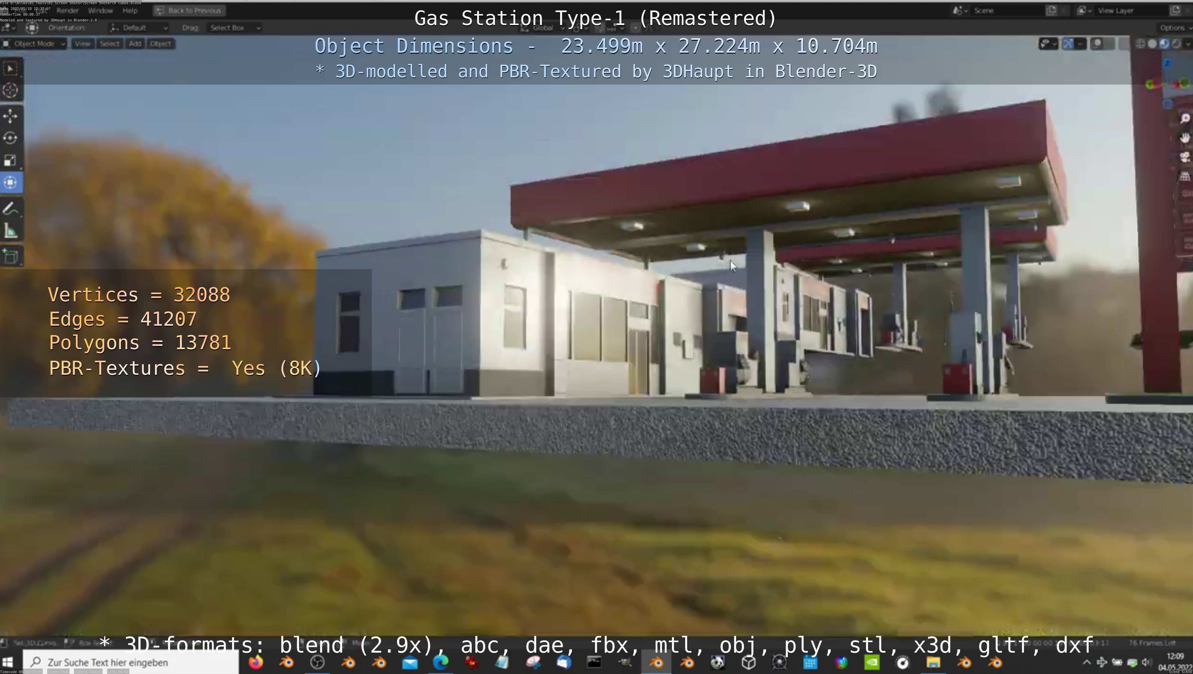 Gas Station Type-1 Remastered Low-poly 3D model_69