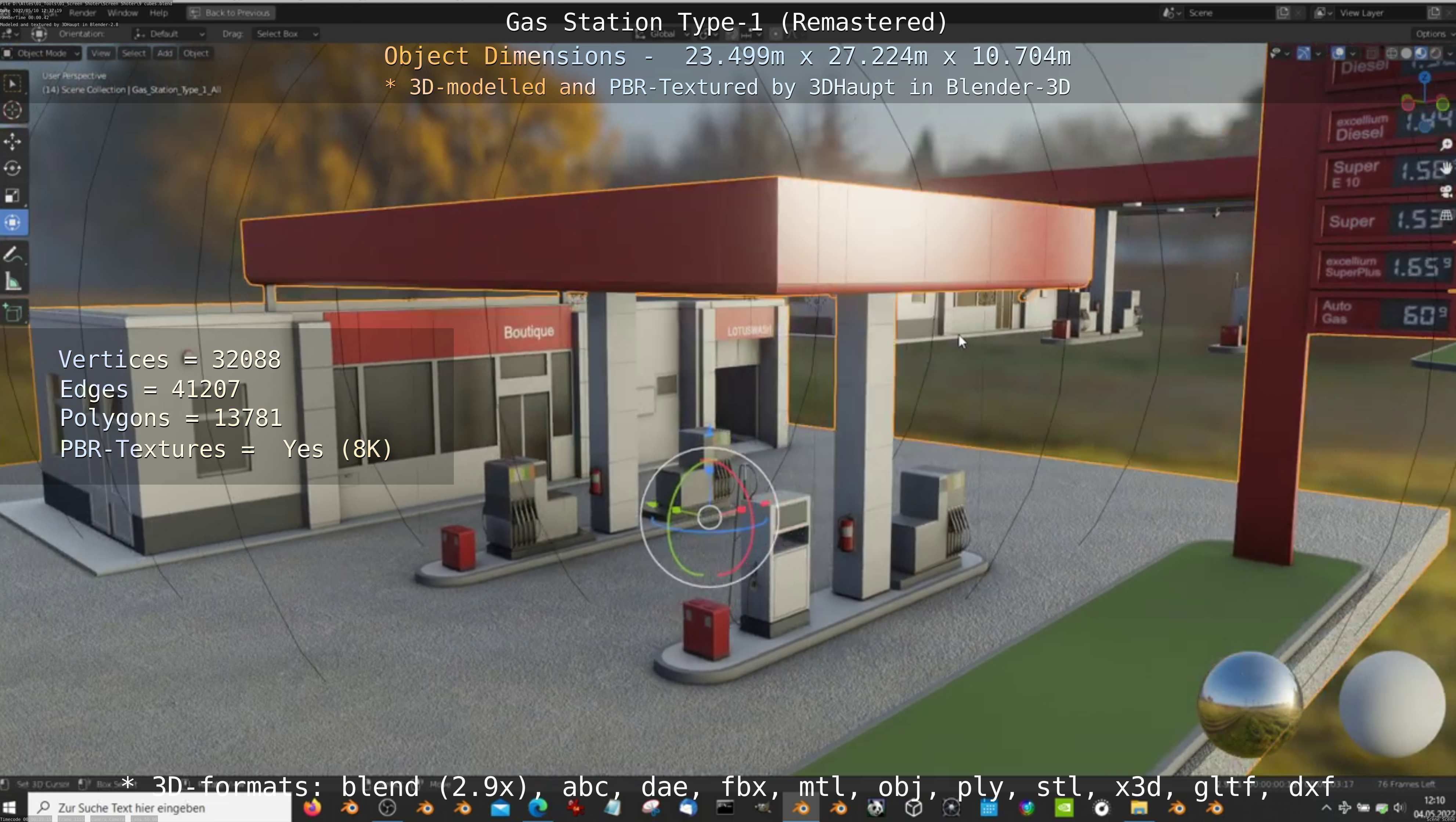 Gas Station Type-1 Remastered Low-poly 3D model_95