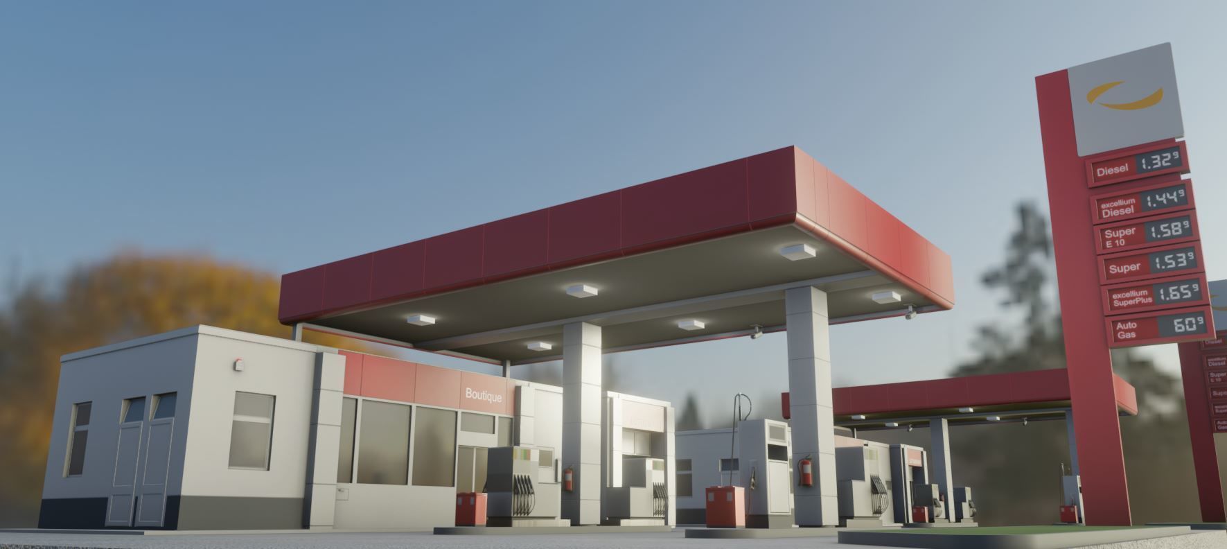 Gas Station Type-1 Remastered Low-poly 3D model_10