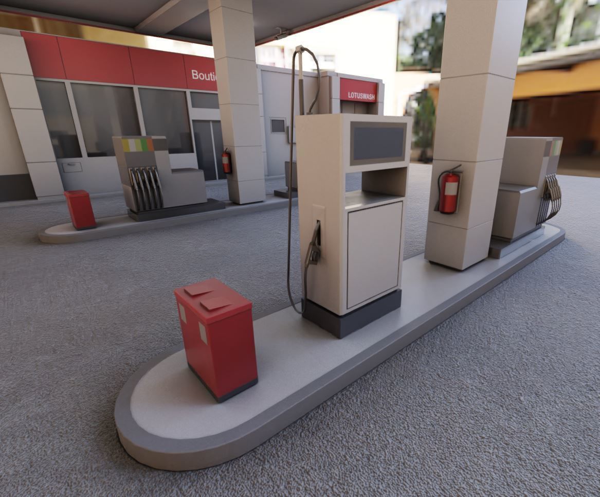 Gas Station Type-1 Remastered Low-poly 3D model_3