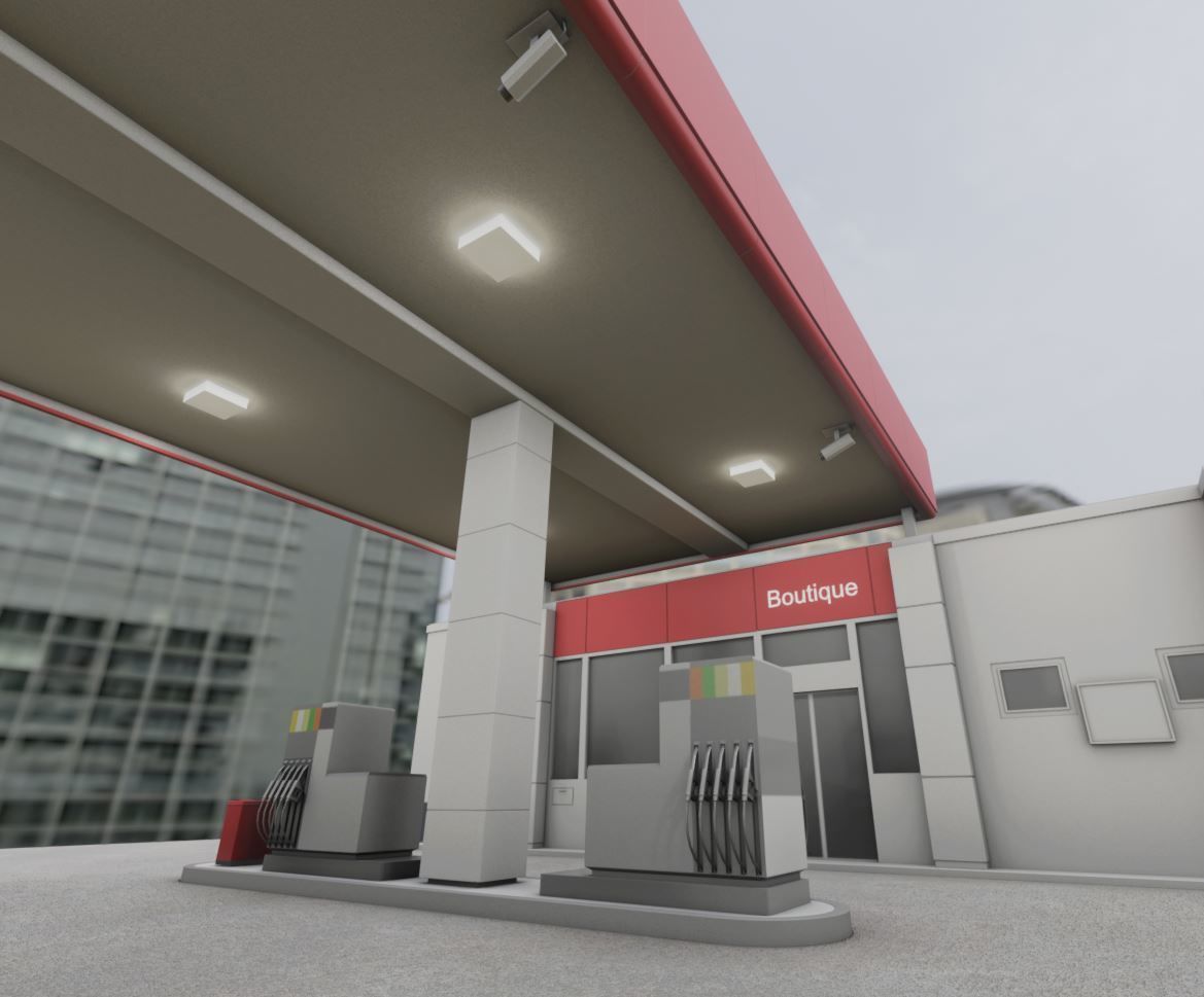 Gas Station Type-1 Remastered Low-poly 3D model_9