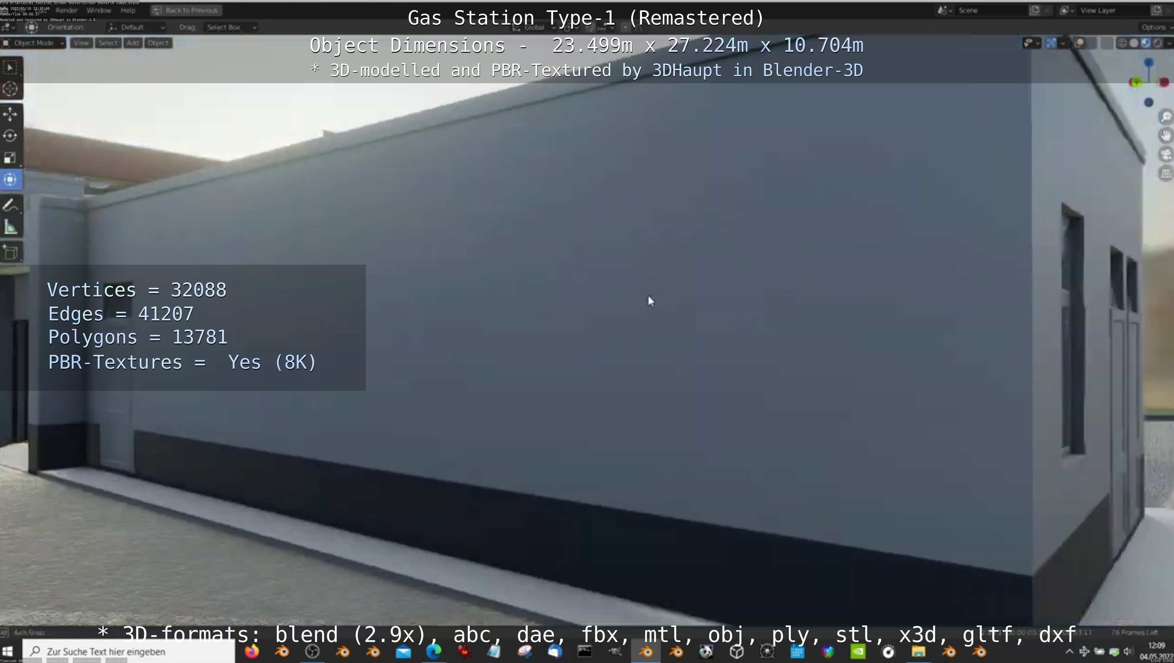 Gas Station Type-1 Remastered Low-poly 3D model_46