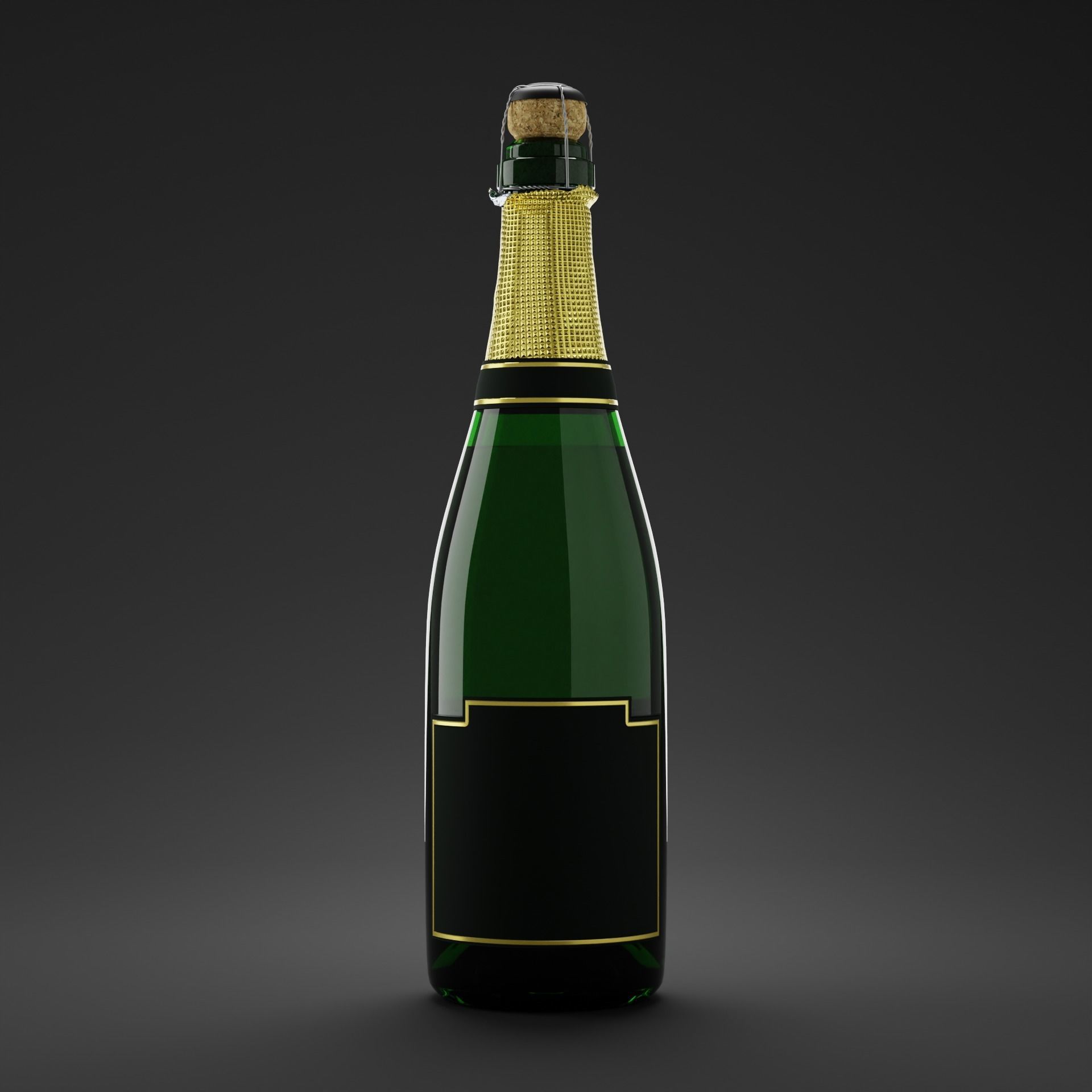 Champagne Bottle 3D model_9
