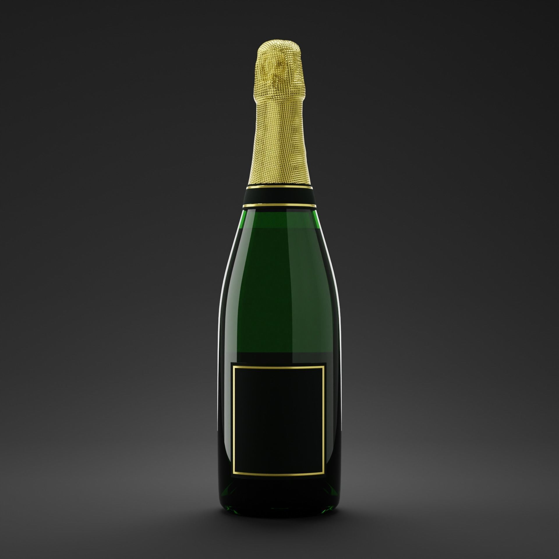 Champagne Bottle 3D model_2