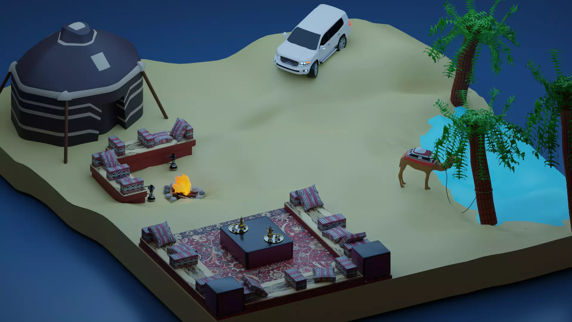 Arabian Nights Diorama Low-poly 3D model