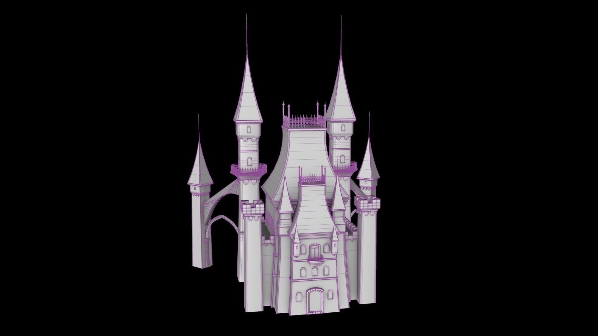 Medieval Fantasy Castle in Clouds 3D model_13