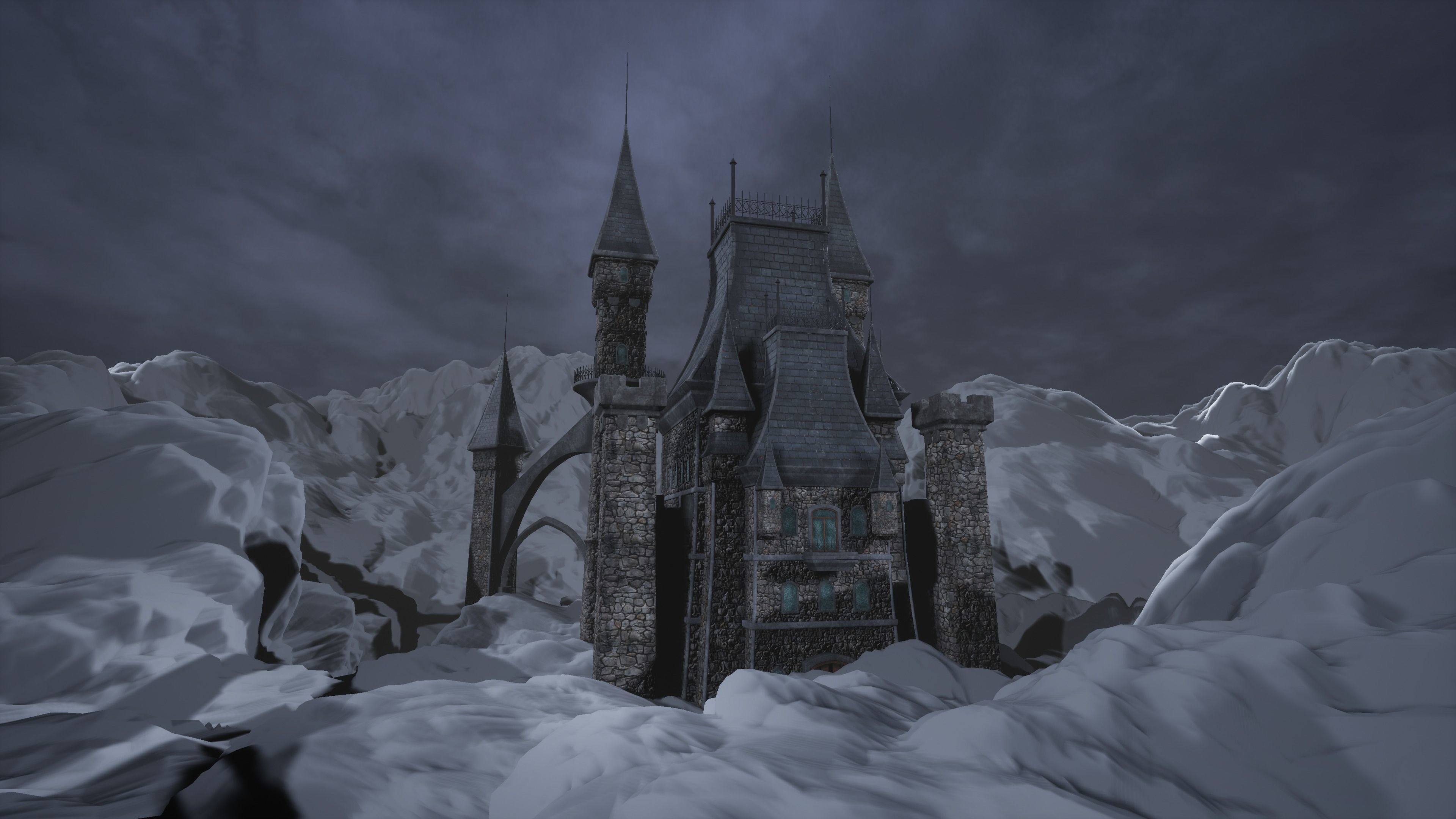 Medieval Fantasy Castle in Clouds 3D model_9