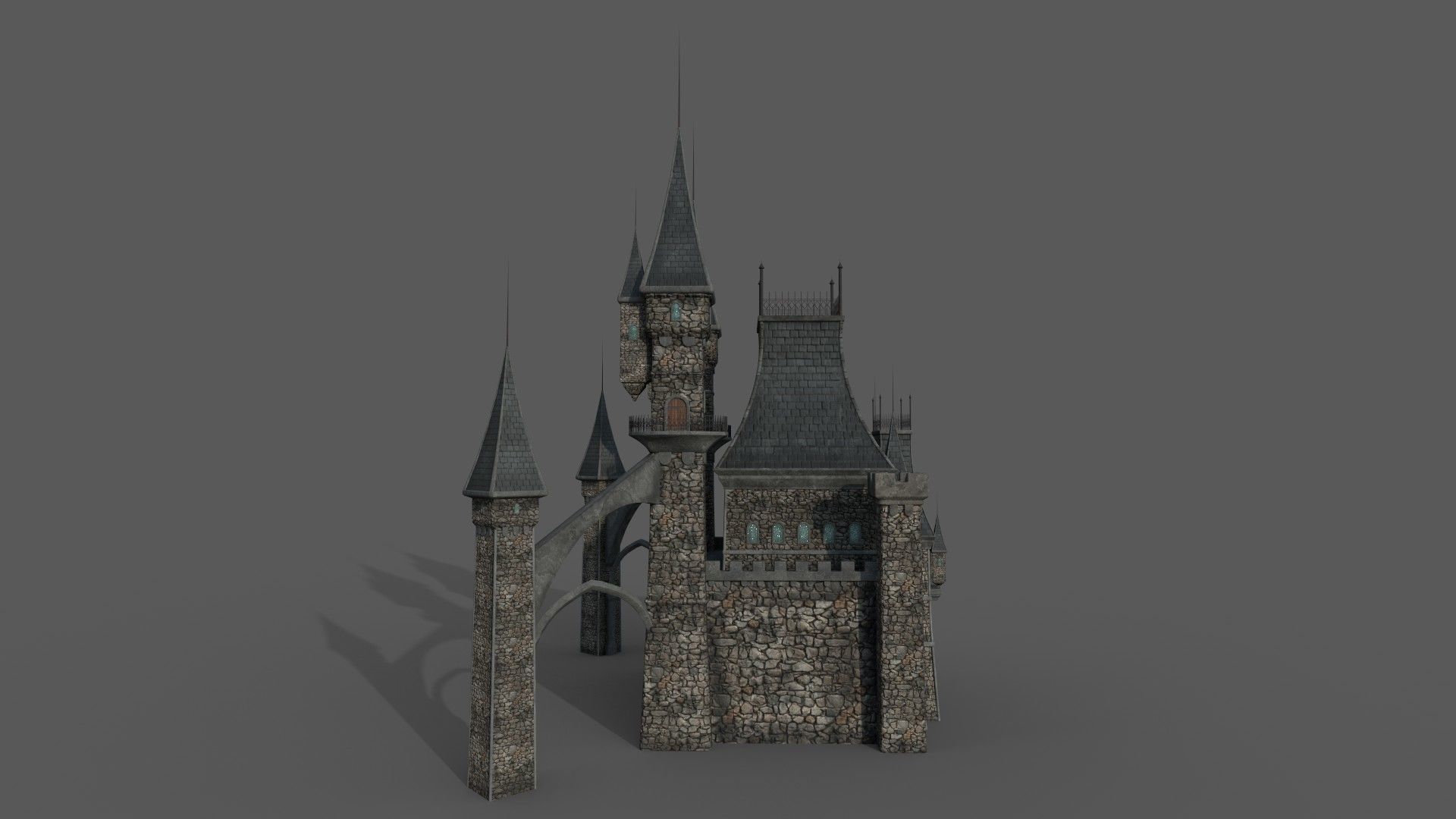 Medieval Fantasy Castle in Clouds 3D model_3