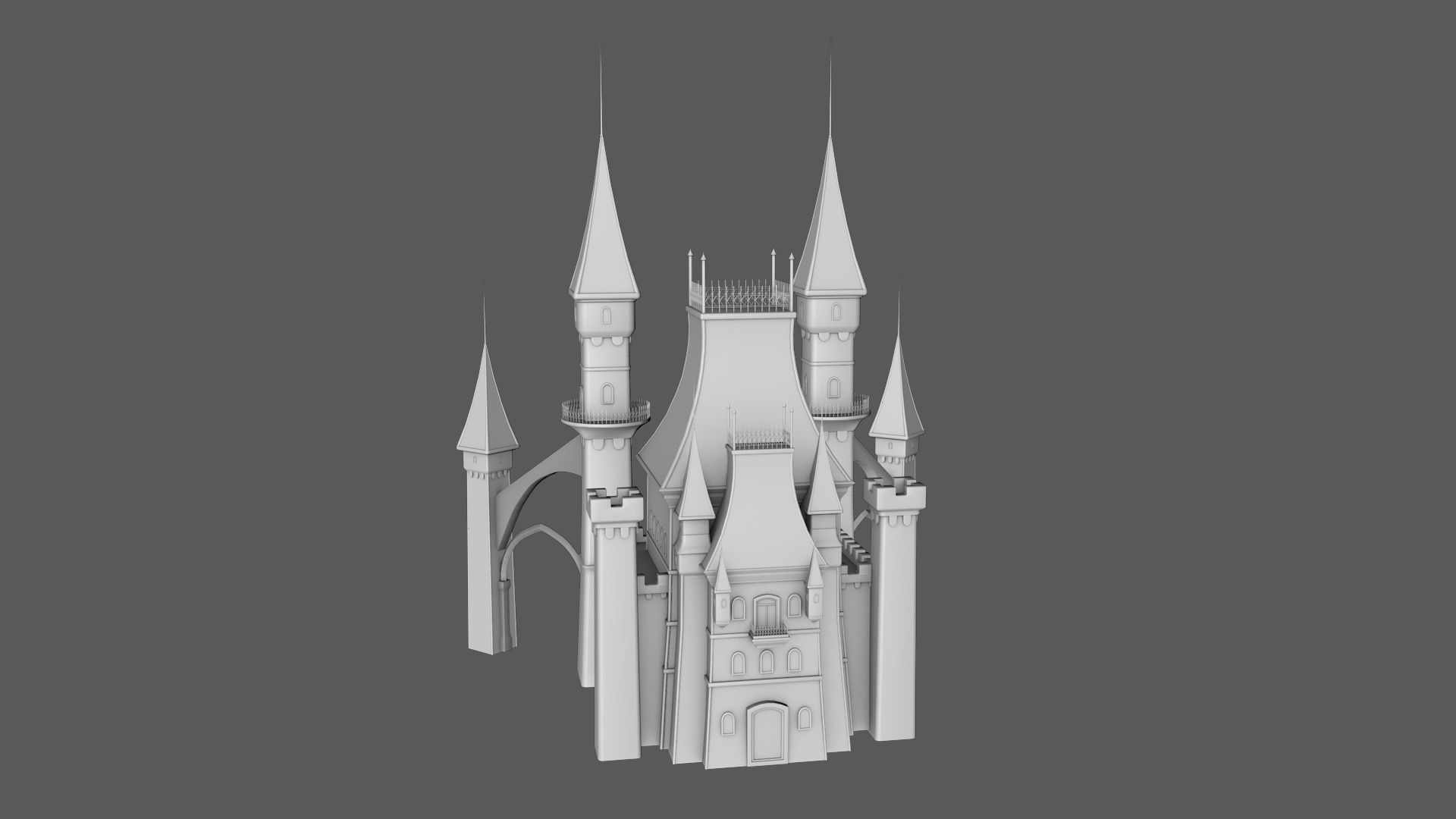 Medieval Fantasy Castle in Clouds 3D model_12