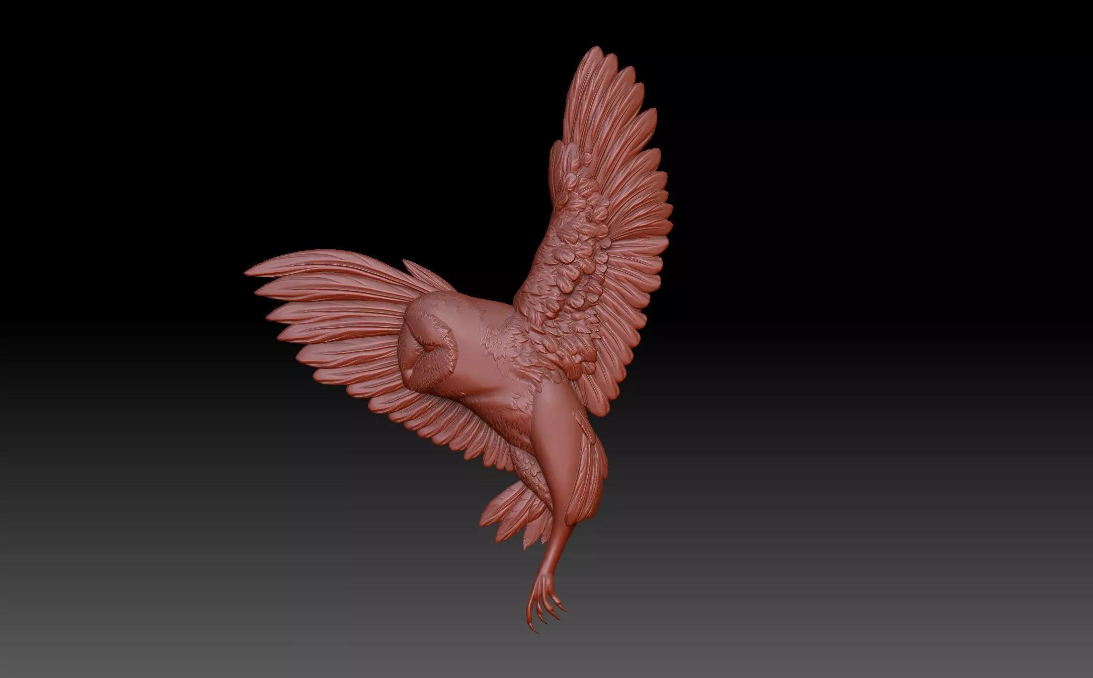 Owl in flight 3D print model_0