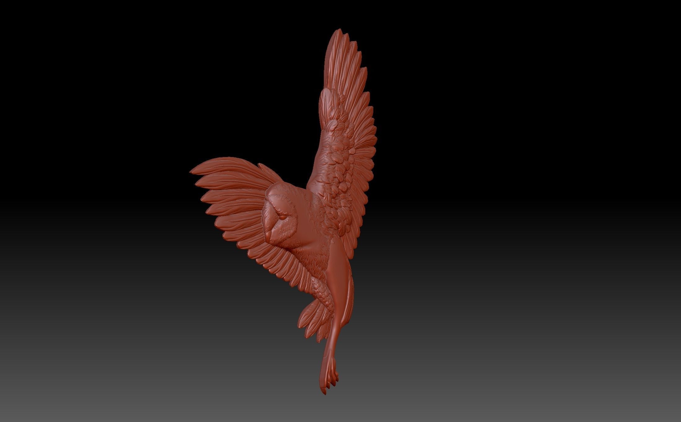 Owl in flight 3D print model_4