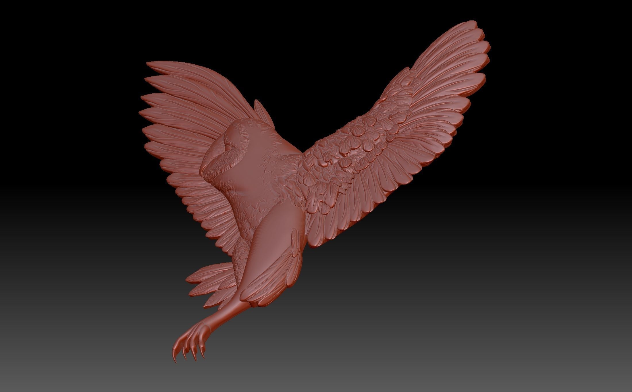 Owl in flight 3D print model_7