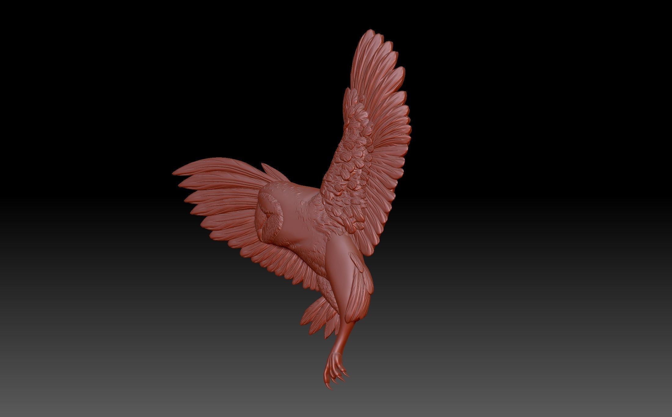 Owl in flight 3D print model_1