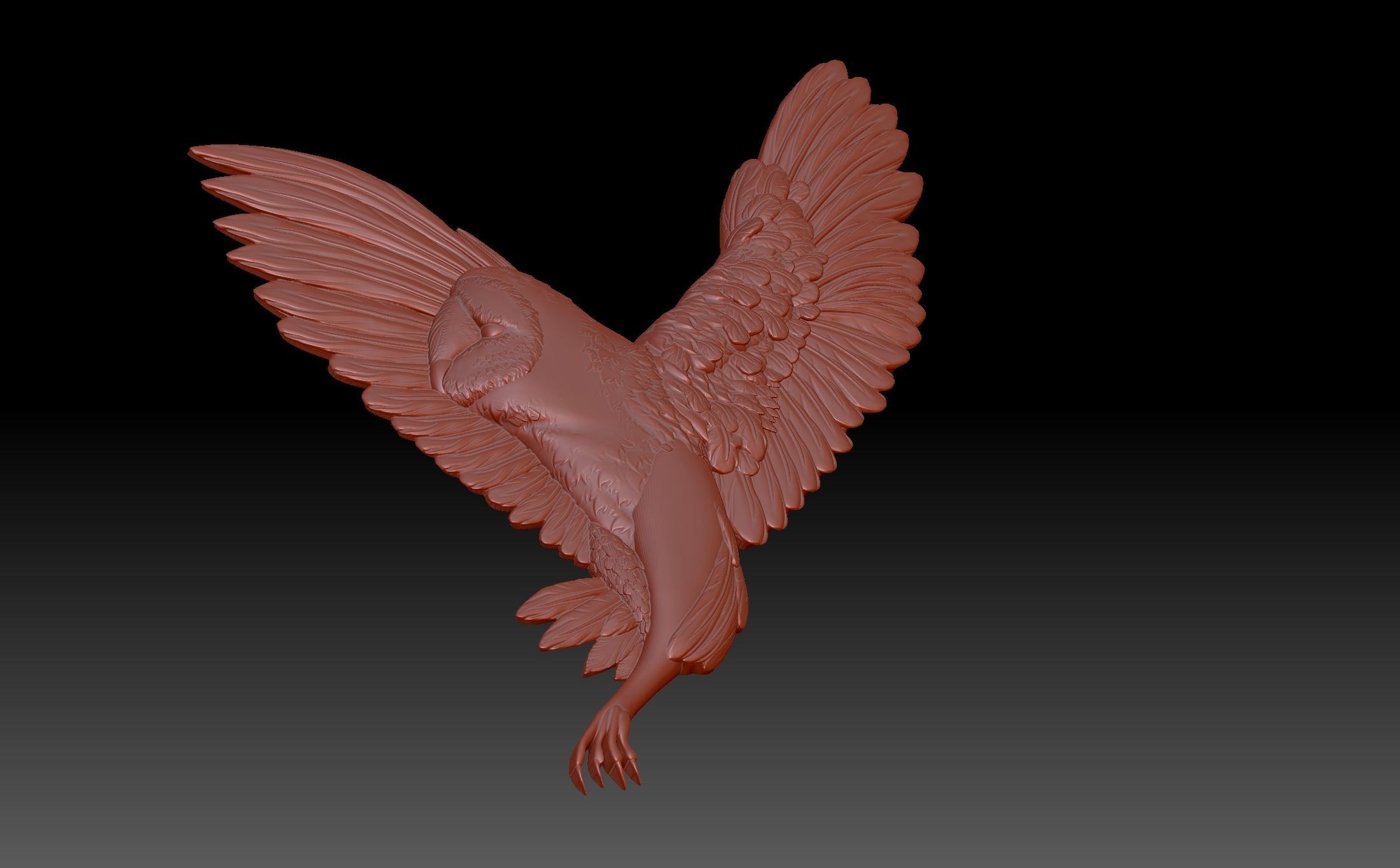Owl in flight 3D print model_8