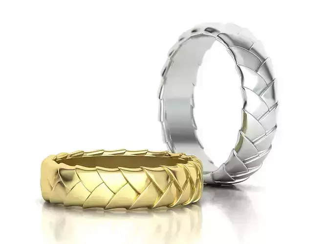 Wedding Ring Basket Weave Band Ring 6mm WIDE 3D print model