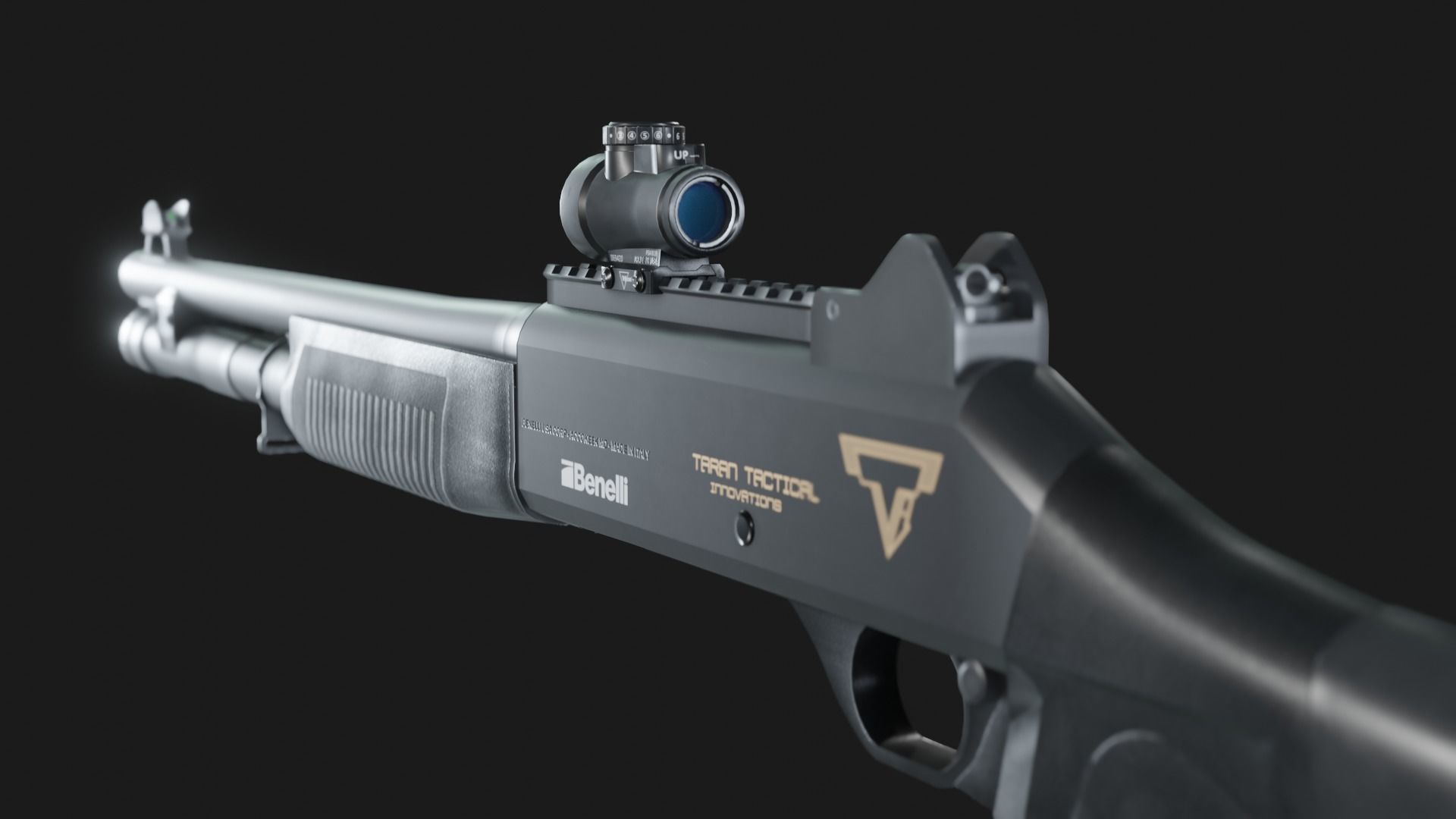 TTI Benelli M4 Super 90 with Attachments - Game Asset Low-poly 3D model_12