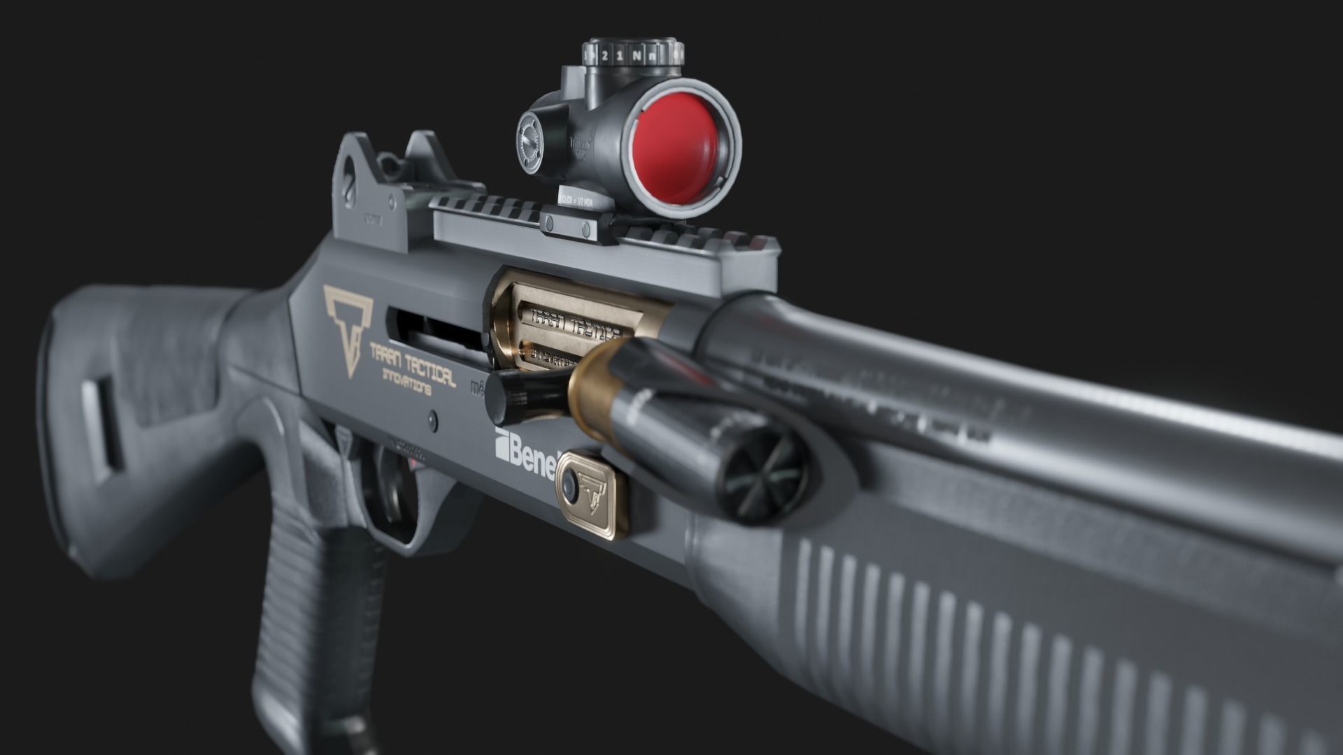 TTI Benelli M4 Super 90 with Attachments - Game Asset Low-poly 3D model_11