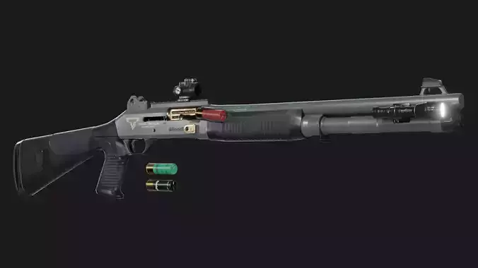 TTI Benelli M4 Super 90 with Attachments - Game Asset Low-poly 3D model