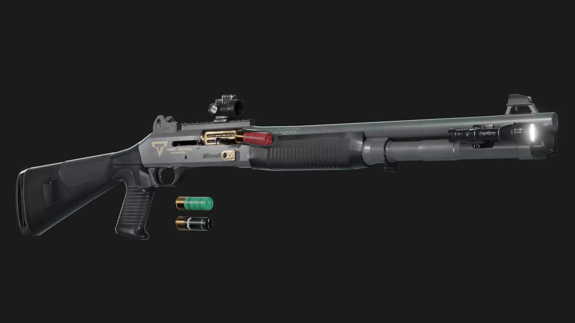 TTI Benelli M4 Super 90 with Attachments - Game Asset Low-poly 3D model_0