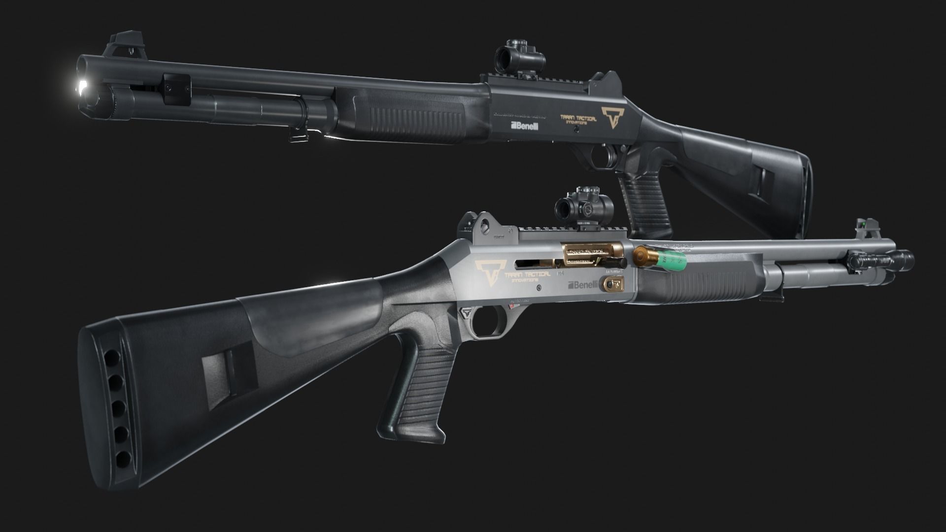 TTI Benelli M4 Super 90 with Attachments - Game Asset Low-poly 3D model_2