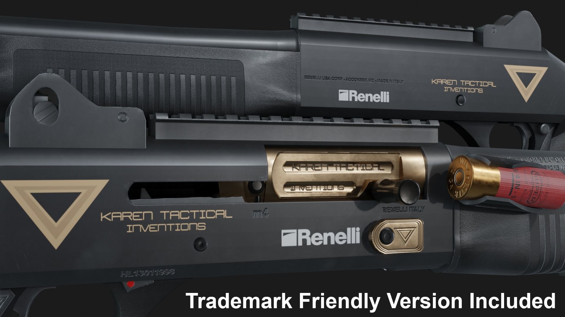 TTI Benelli M4 Super 90 with Attachments - Game Asset Low-poly 3D model_14