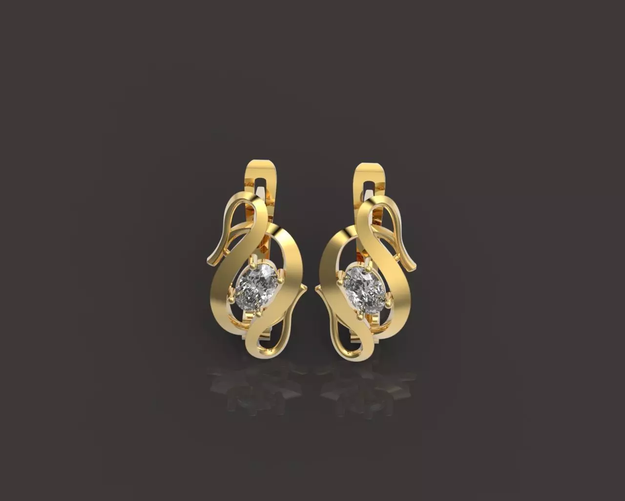 earrings with stone 3D print model
