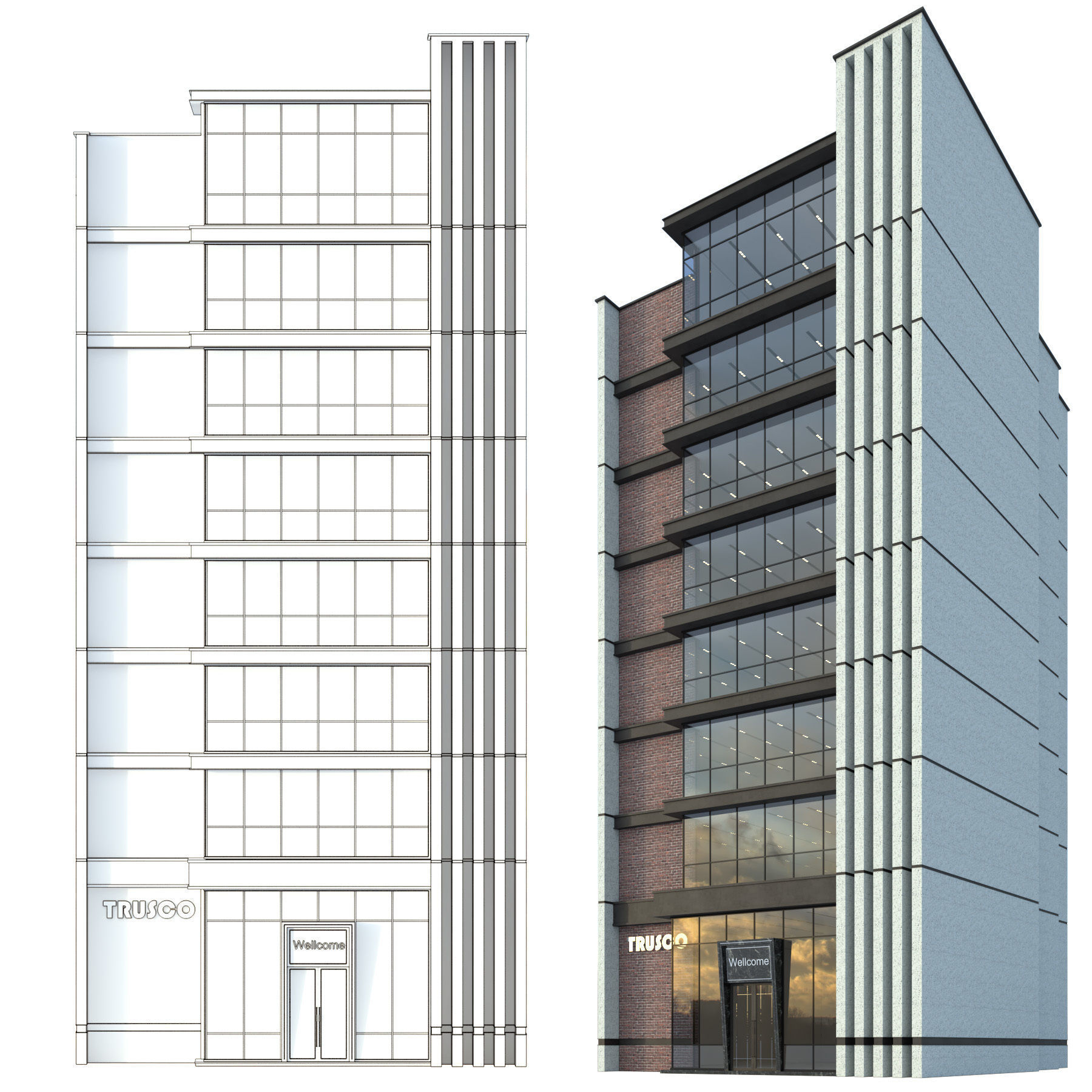 Modern office building No 3 3D model_1