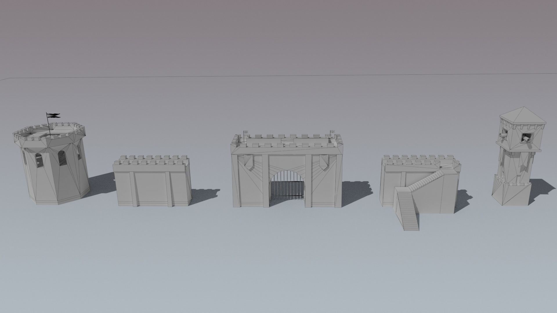 Medieval City Low-poly 3D model_10