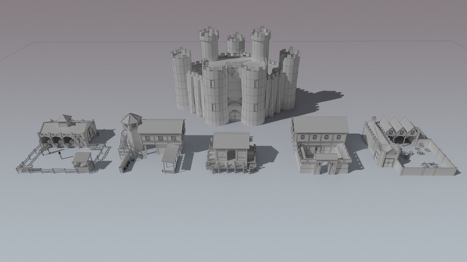 Medieval City Low-poly 3D model_8
