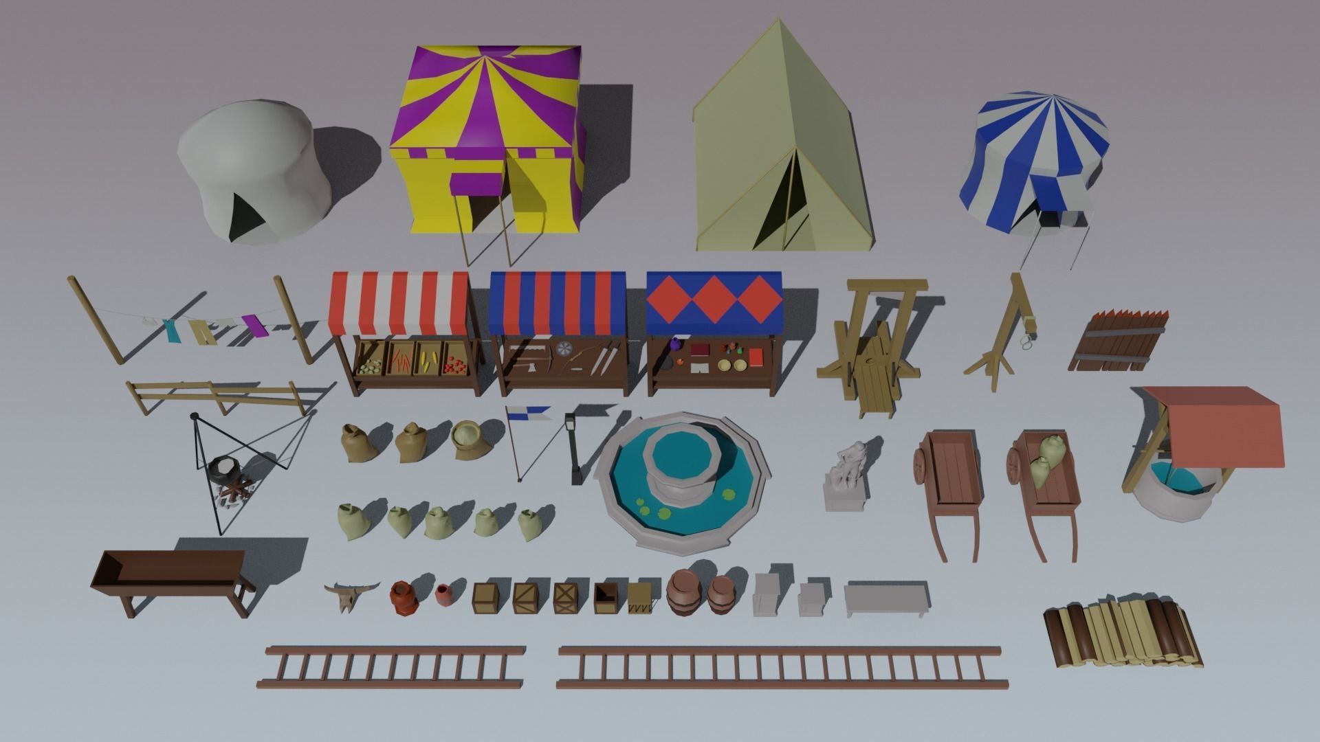 Medieval City Low-poly 3D model_17