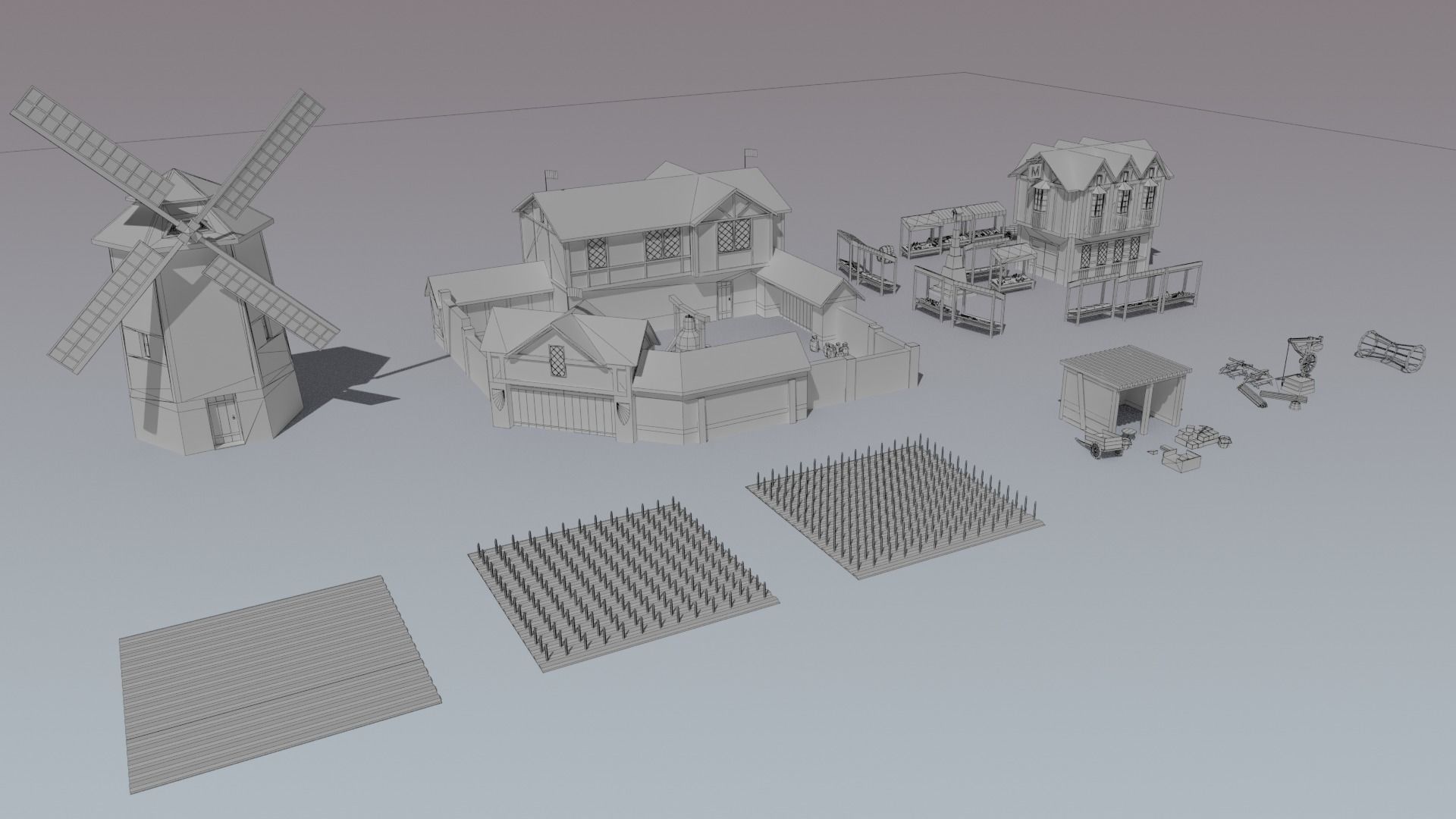 Medieval City Low-poly 3D model_6