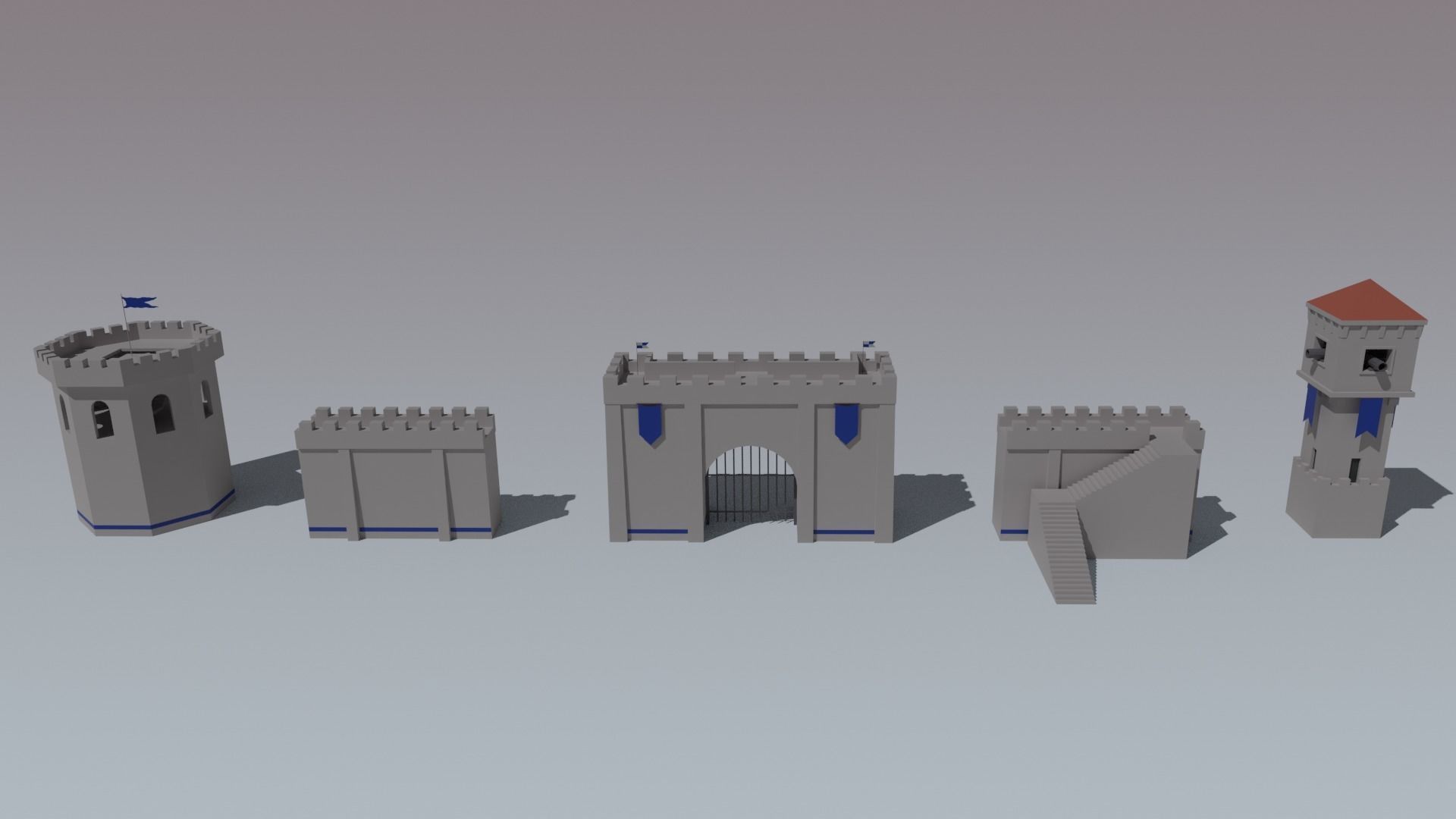 Medieval City Low-poly 3D model_9