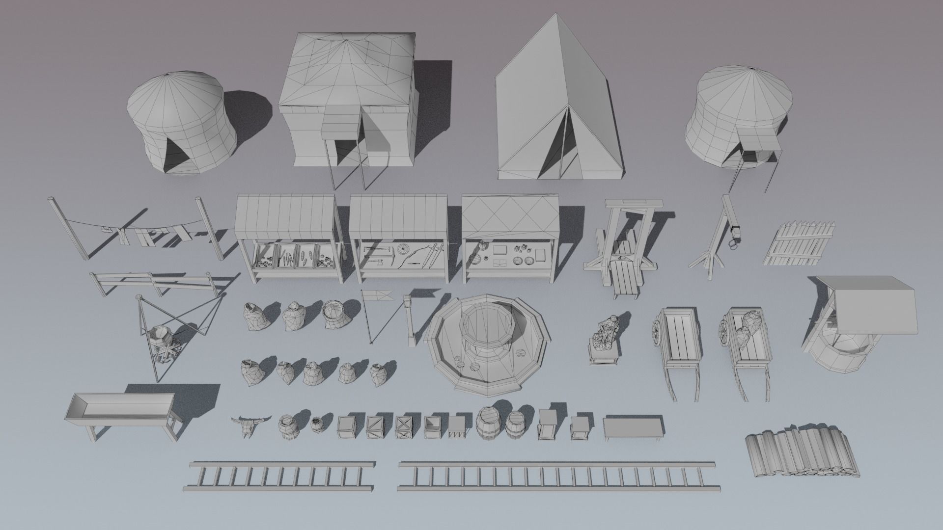 Medieval City Low-poly 3D model_18