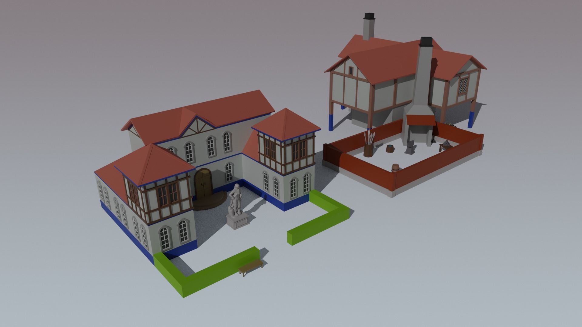 Medieval City Low-poly 3D model_13