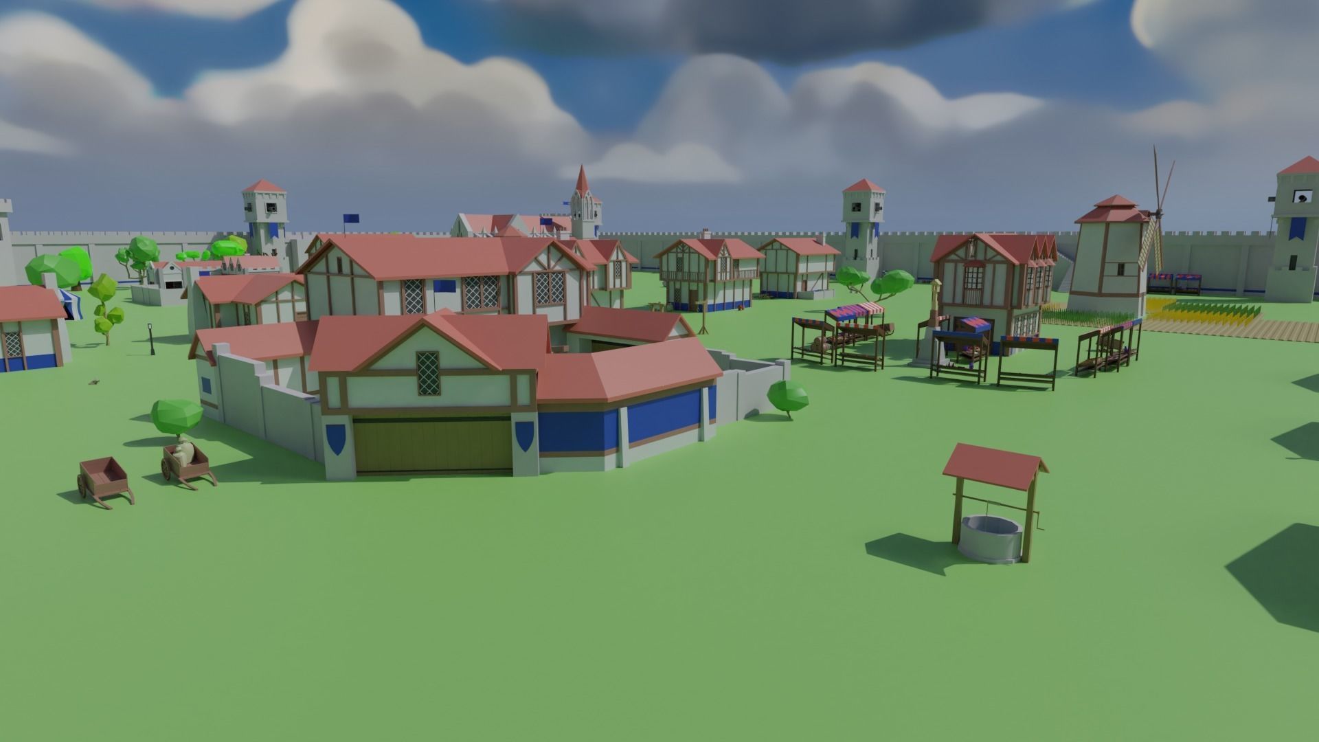 Medieval City Low-poly 3D model_4